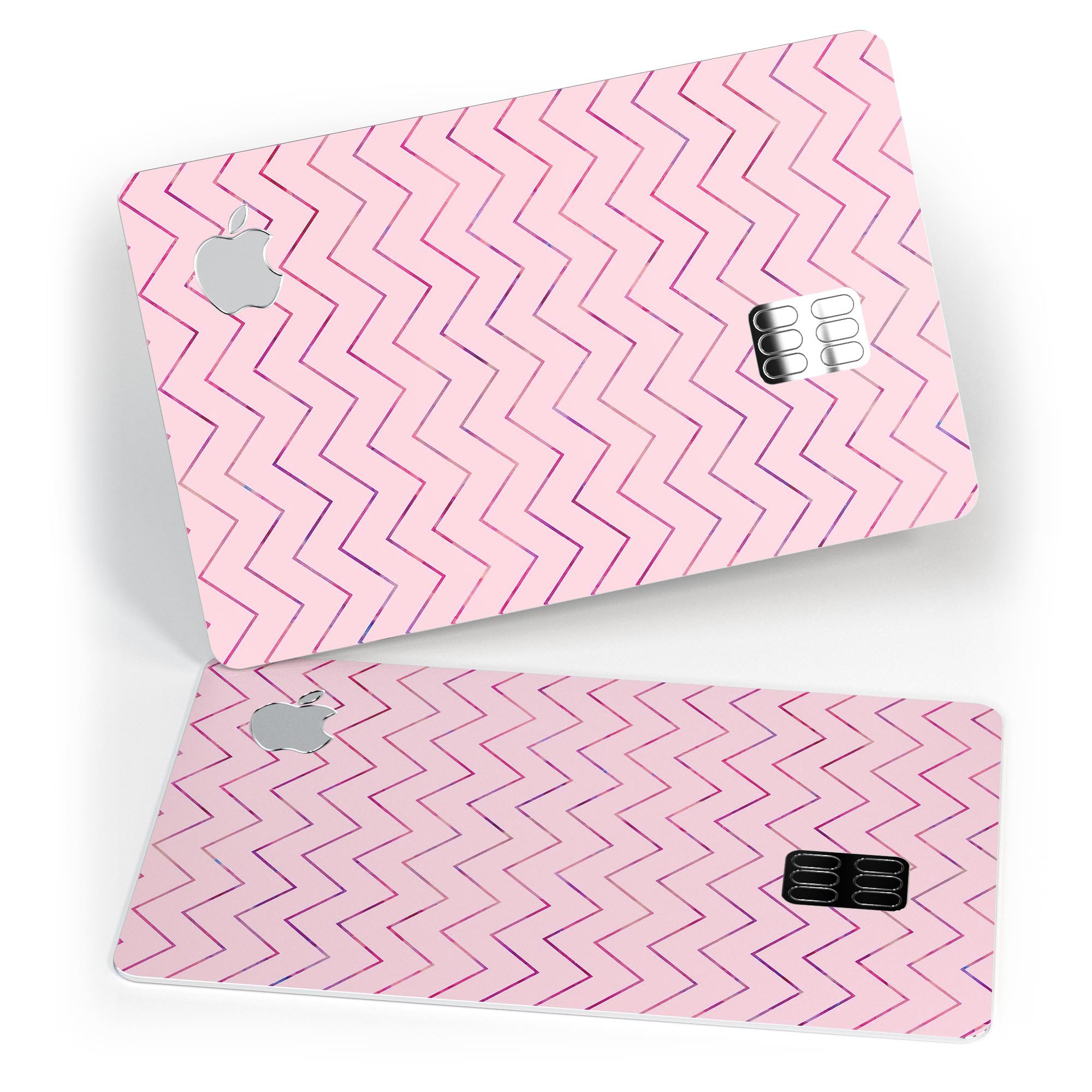 Baby Pink Multicolored Chevron Patterns decal for Apple Card, showcasing vibrant colors and stylish design.