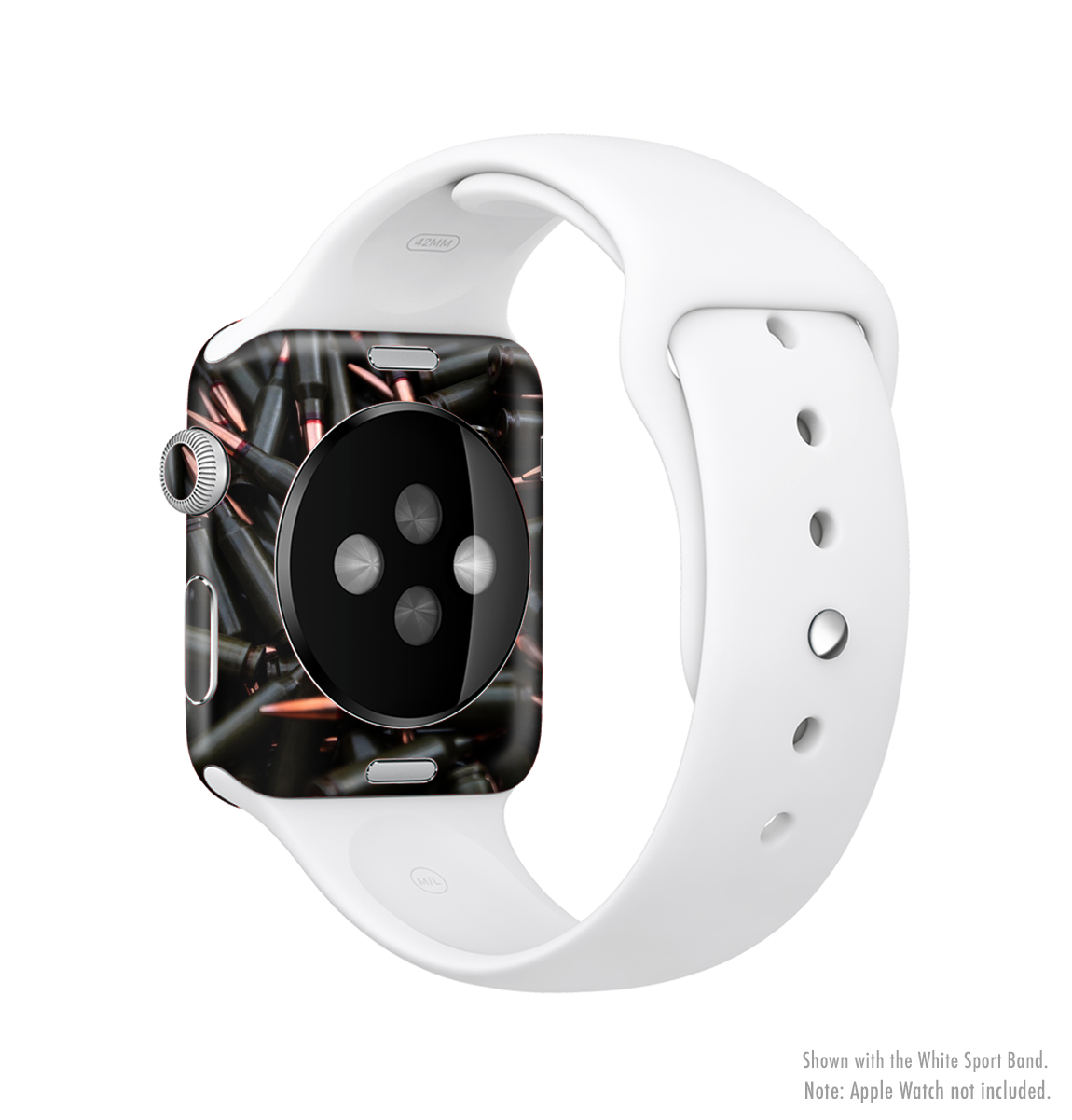 The Black Bullet Bundle Full-Body Skin Kit for Apple Watch, showcasing sleek black vinyl design for style and protection.