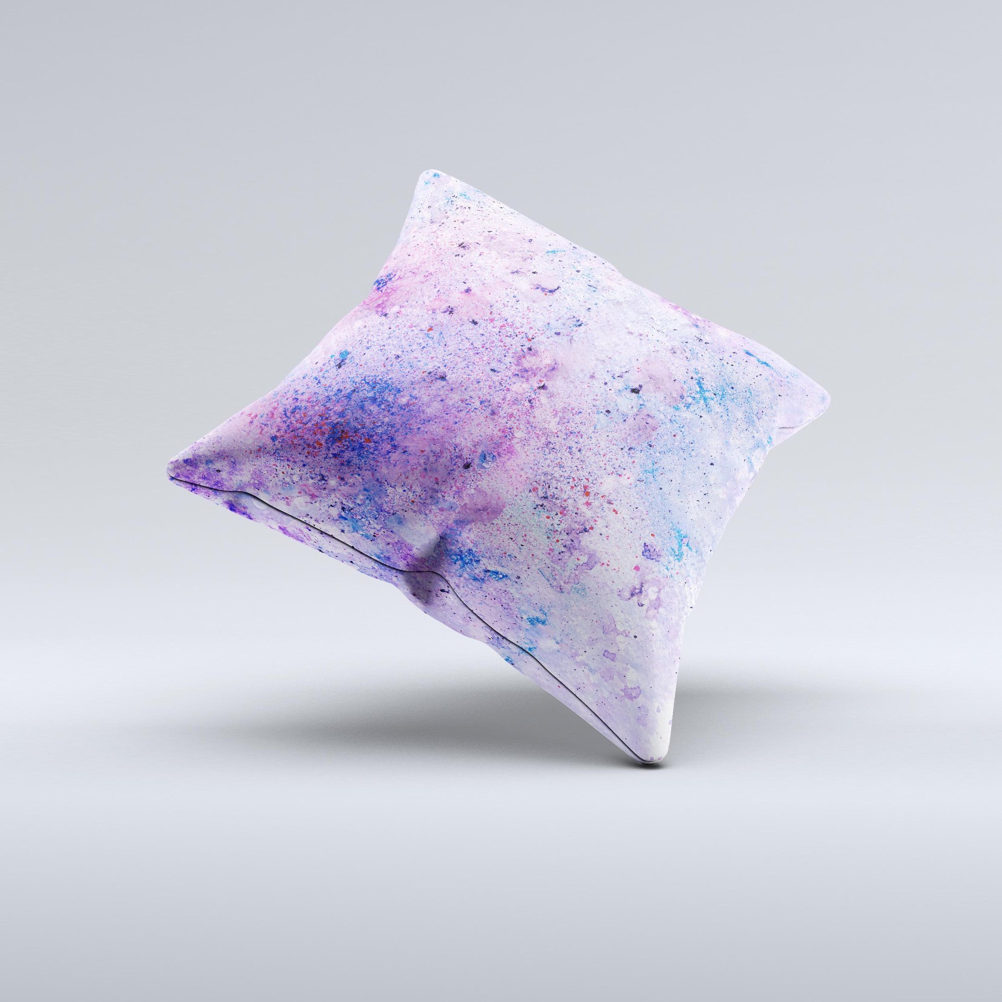 Handcrafted Blotted Pink and Purple Texture ink-Fuzed Decorative Throw Pillow showcasing unique design and high-quality fabric.