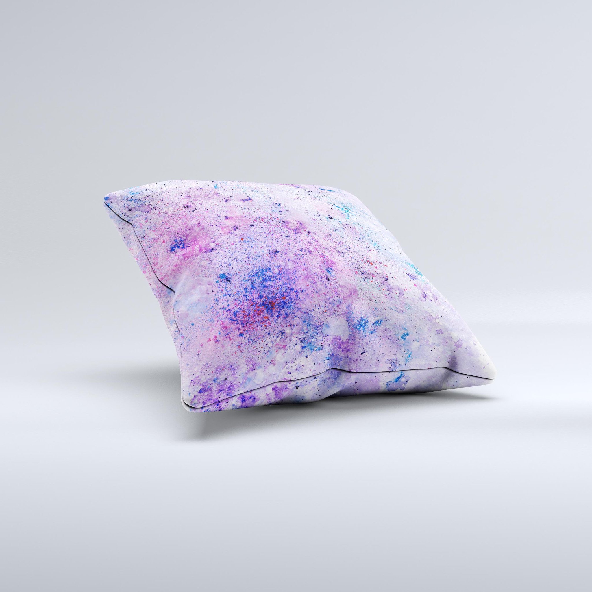 Handcrafted Blotted Pink and Purple Texture ink-Fuzed Decorative Throw Pillow showcasing unique design and high-quality fabric.