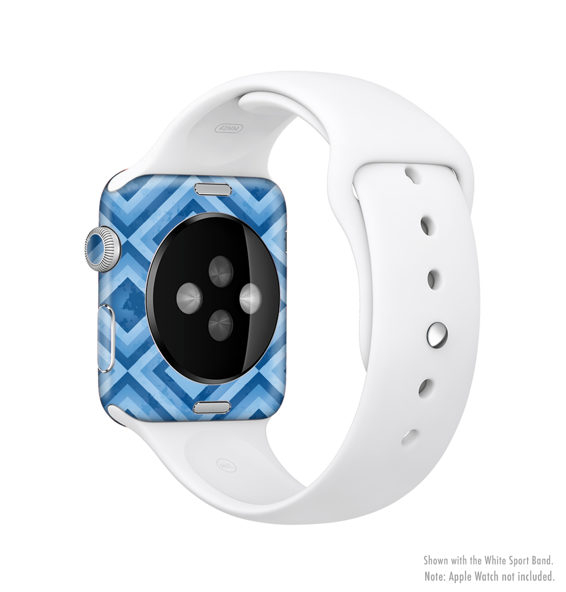 Blue Diamond Pattern Full-Body Skin Kit for Apple Watch, showcasing a stylish design that fits perfectly on the device.