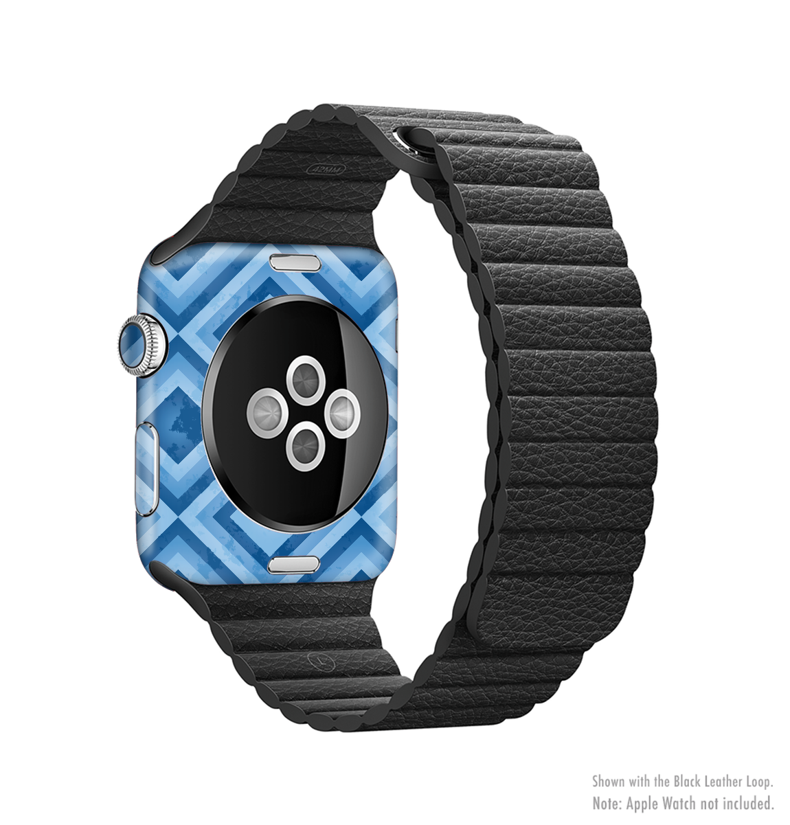 Blue Diamond Pattern Full-Body Skin Kit for Apple Watch, showcasing a stylish design that fits perfectly on the device.