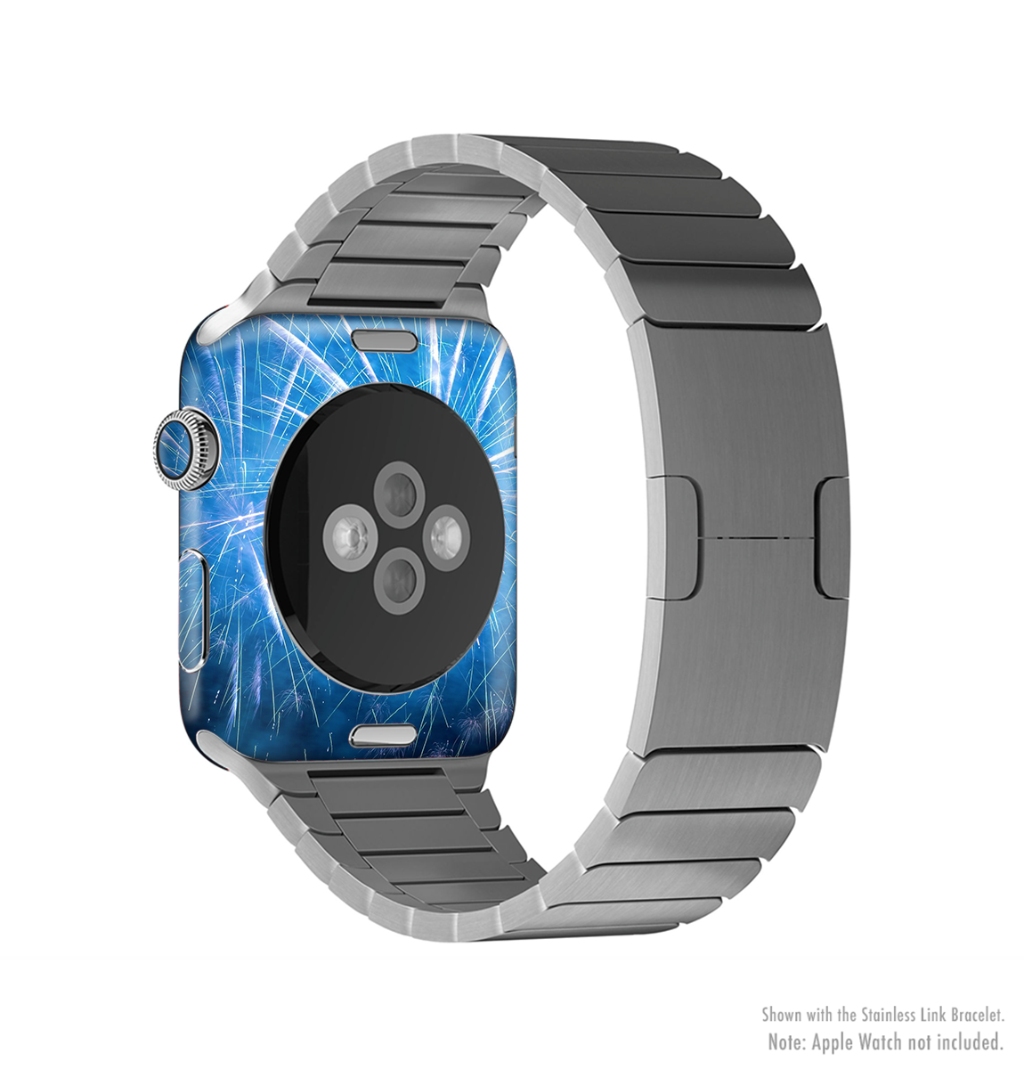 Blue Fireworks Full-Body Skin Kit for Apple Watch, showcasing vibrant colors and sleek design.