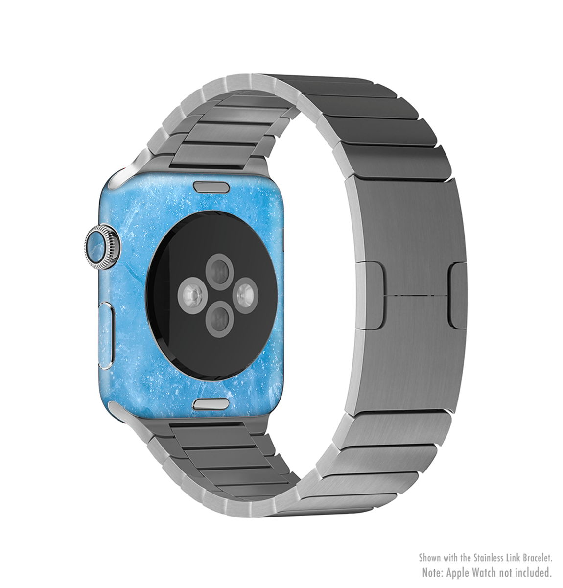 The Blue Ice Surface Full-Body Skin Kit for Apple Watch, showcasing its sleek design and premium vinyl material.