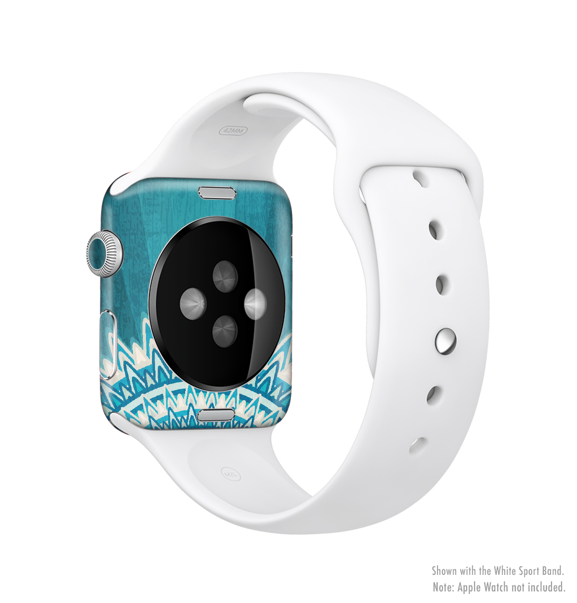 The Blue Spiked Orb Pattern V3 Full-Body Skin Kit for Apple Watch, showcasing a vibrant blue design with spikes, perfectly fitted on a watch.