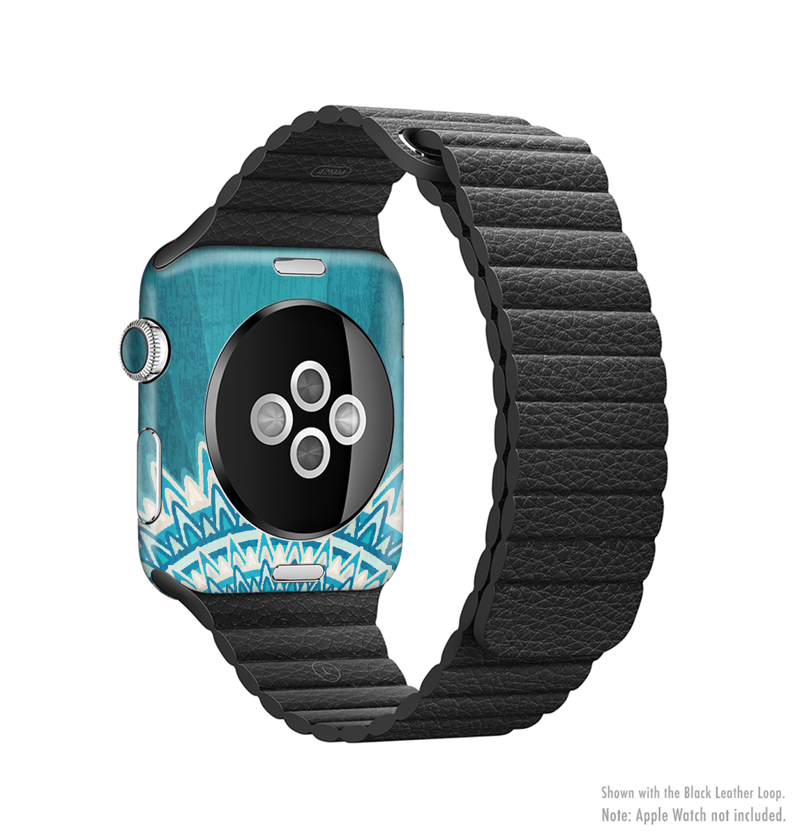 The Blue Spiked Orb Pattern V3 Full-Body Skin Kit for Apple Watch, showcasing a vibrant blue design with spikes, perfectly fitted on a watch.