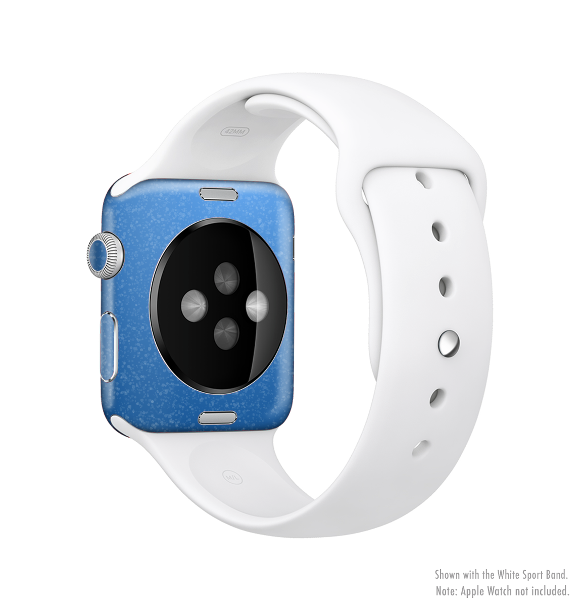 The Blue Subtle Speckles Full-Body Skin Kit for Apple Watch, showcasing a stylish blue speckled design that fits perfectly on the device.