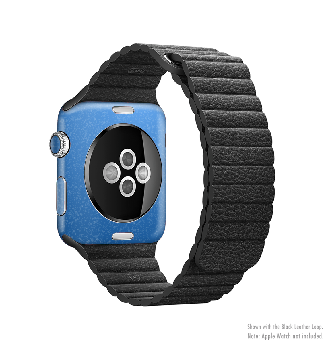 The Blue Subtle Speckles Full-Body Skin Kit for Apple Watch, showcasing a stylish blue speckled design that fits perfectly on the device.