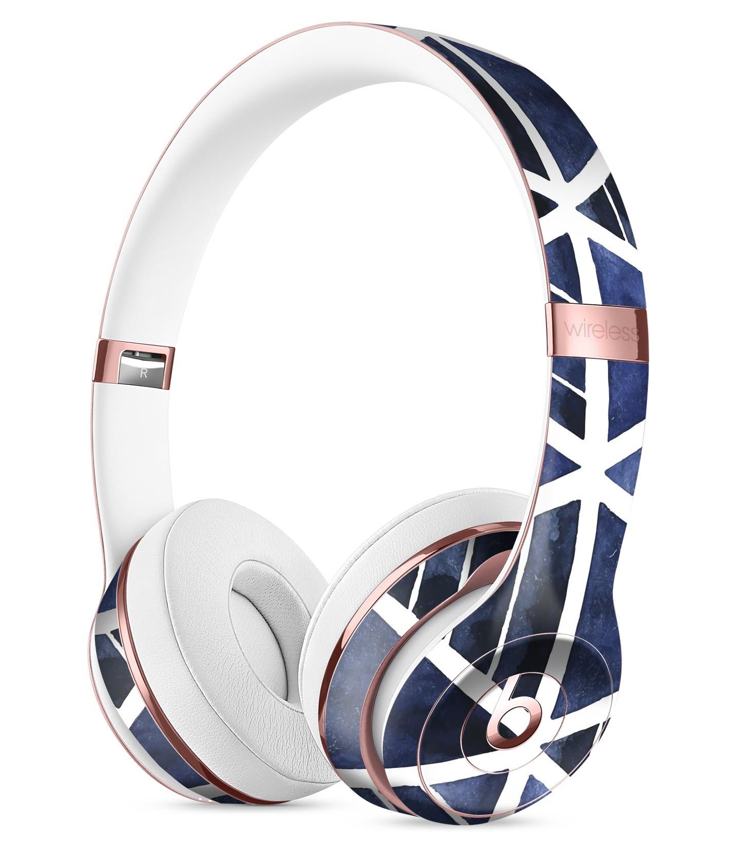 Blue Triangular Aztec Pattern Skin Kit for Beats by Dre Solo 3 Wireless Headphones, showcasing vibrant colors and unique design.