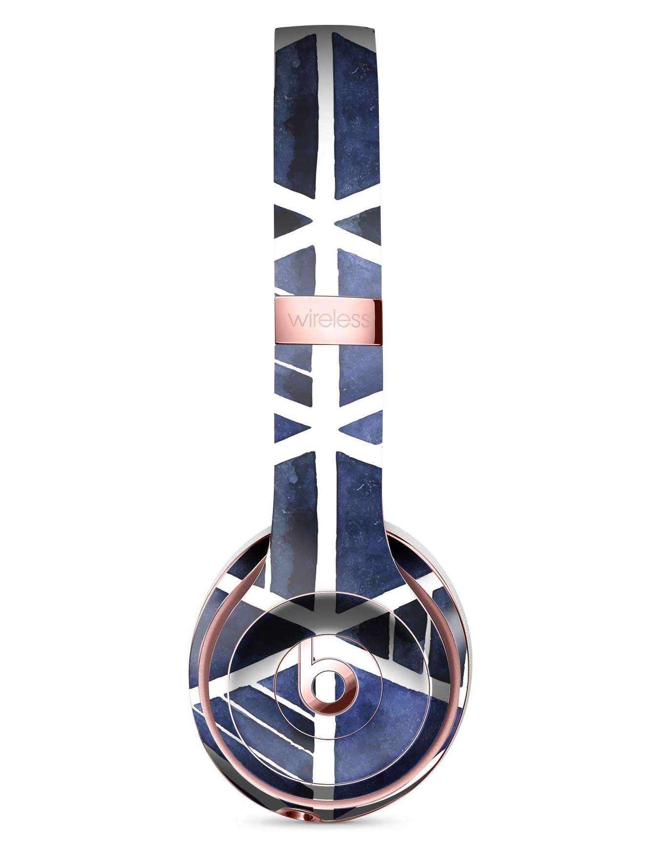 Blue Triangular Aztec Pattern Skin Kit for Beats by Dre Solo 3 Wireless Headphones, showcasing vibrant colors and unique design.