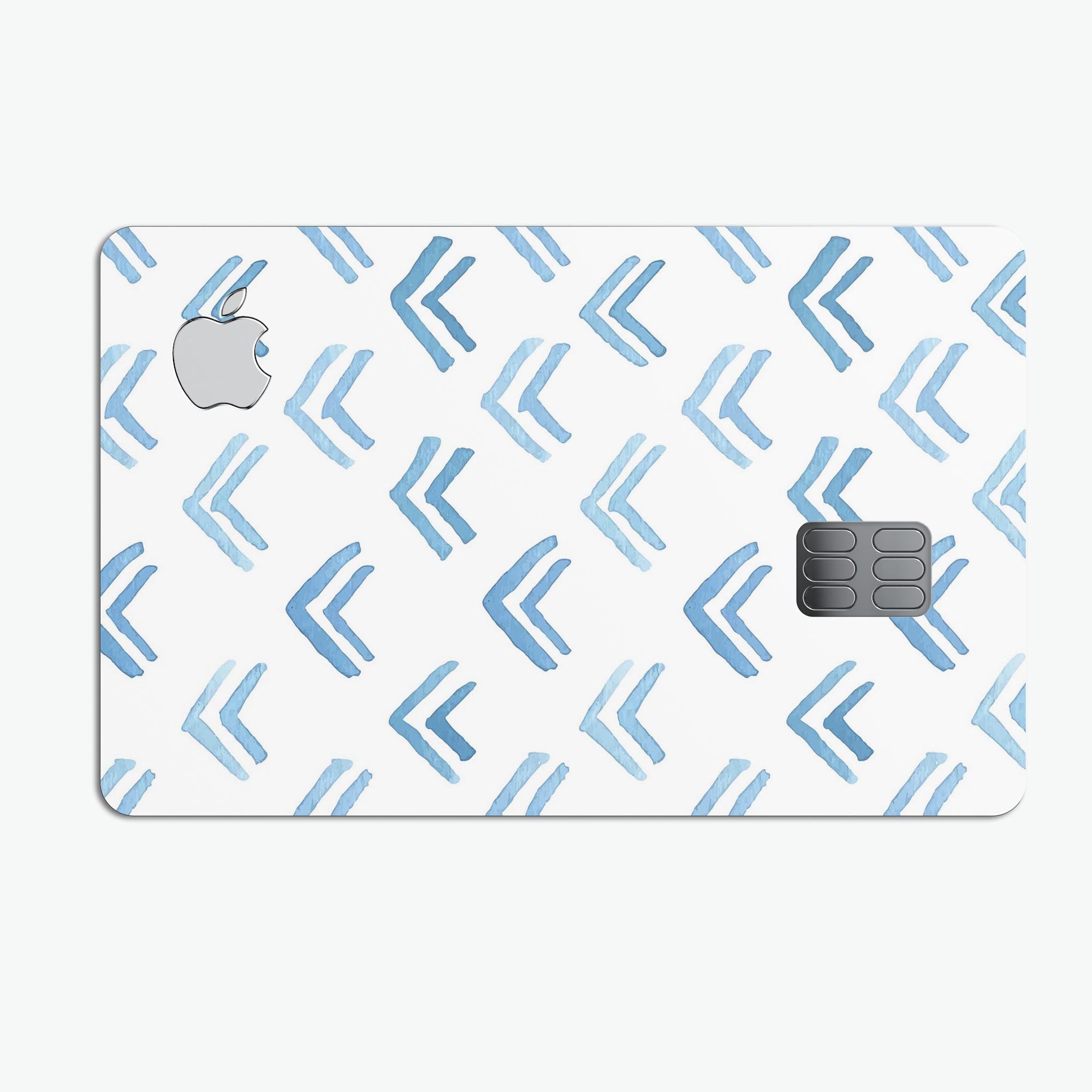 The Blue Upwards Arrow Pattern decal skin for Apple Card, showcasing a stylish design with premium vinyl material.