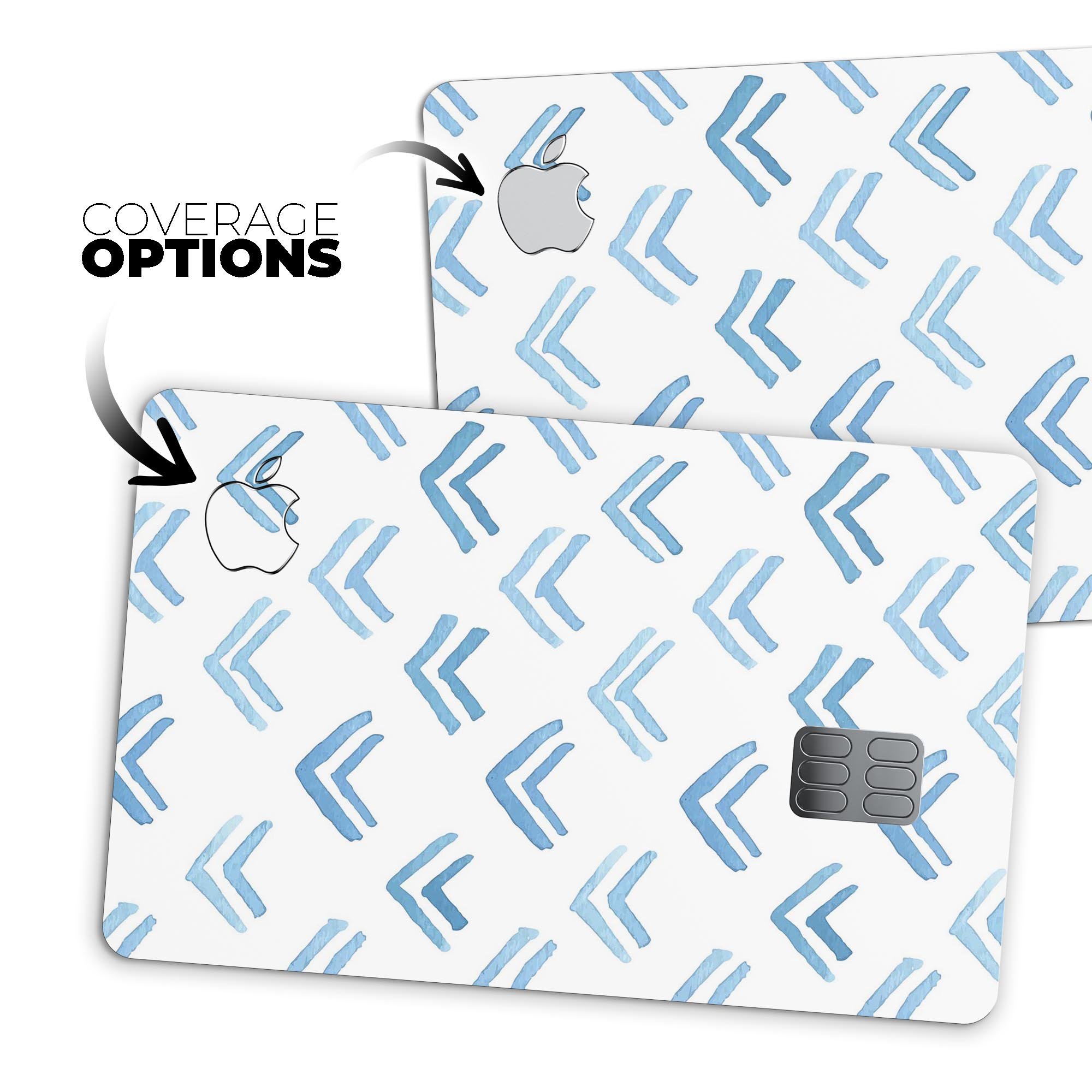 The Blue Upwards Arrow Pattern decal skin for Apple Card, showcasing a stylish design with premium vinyl material.