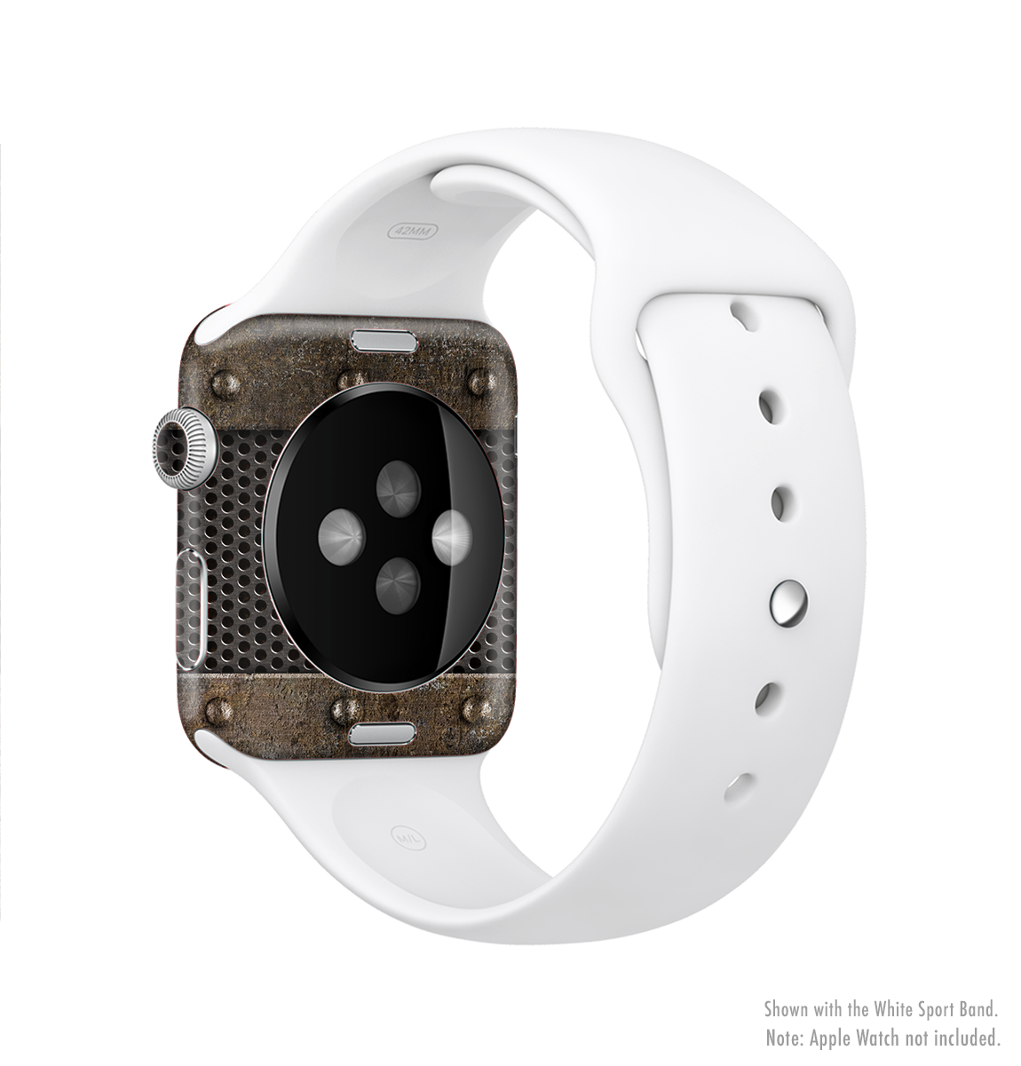 Bolted Rustic Metal Sheets Skin Kit for Apple Watch, showcasing a stylish design with a protective vinyl finish.