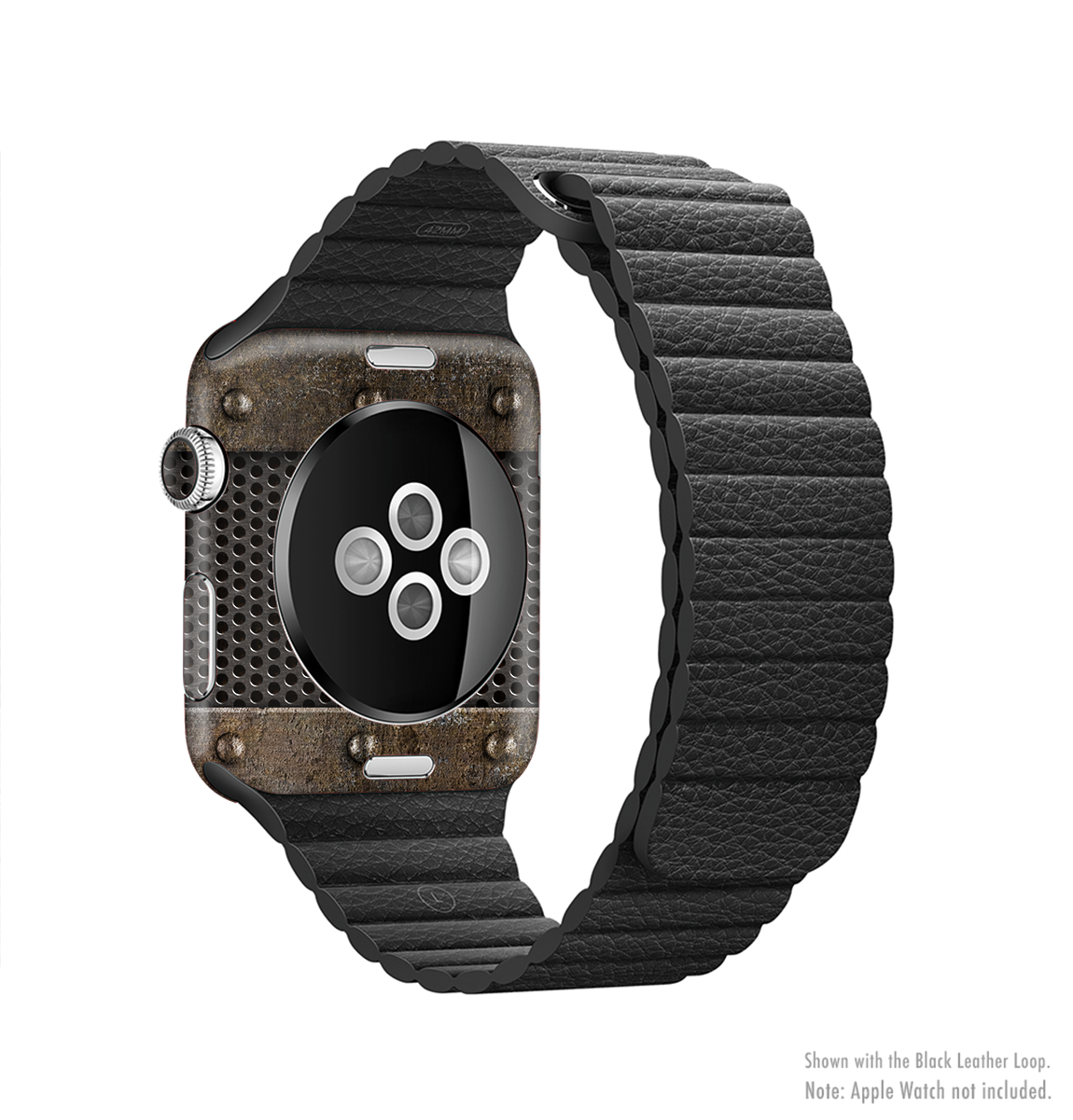 Bolted Rustic Metal Sheets Skin Kit for Apple Watch, showcasing a stylish design with a protective vinyl finish.