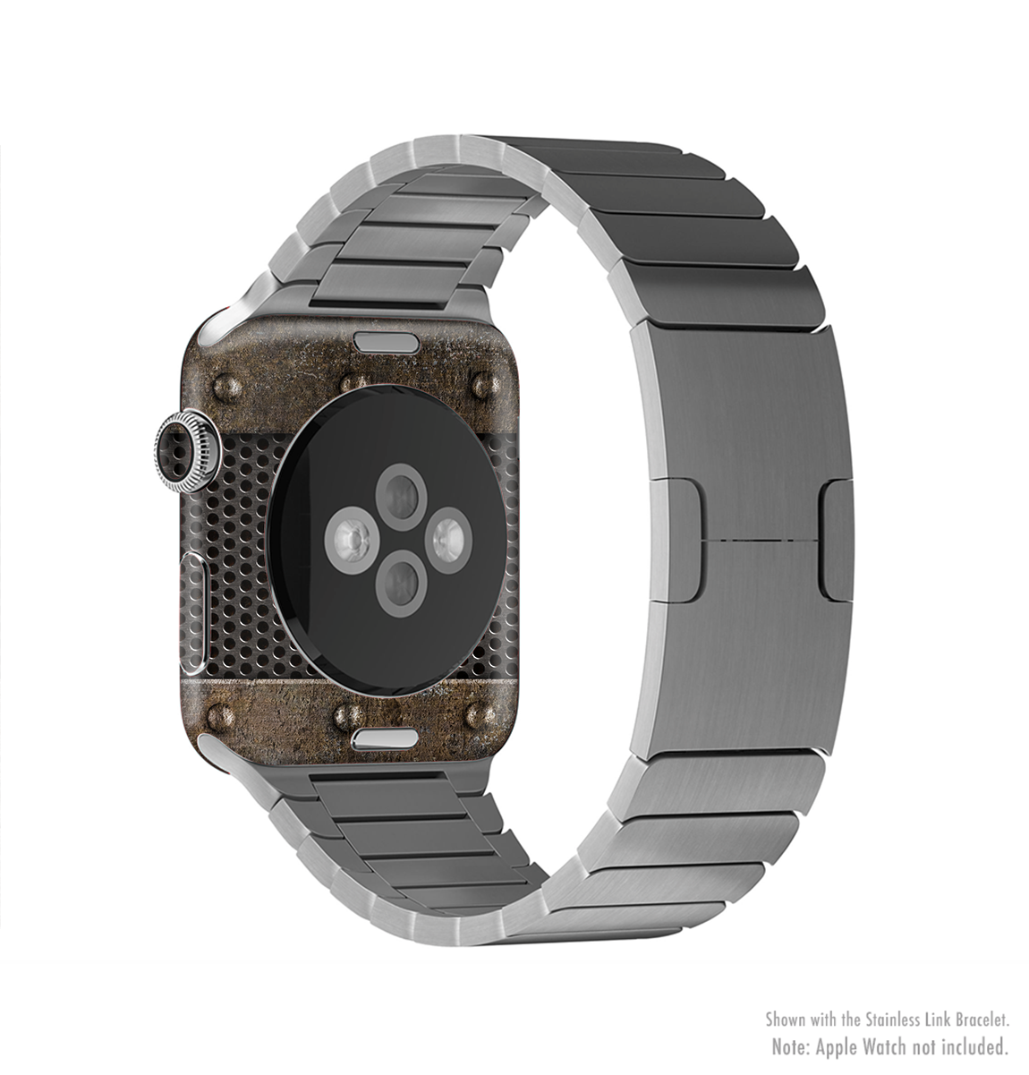 Bolted Rustic Metal Sheets Skin Kit for Apple Watch, showcasing a stylish design with a protective vinyl finish.