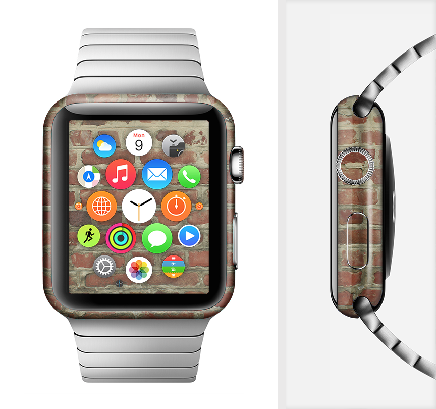 The Brick Wall Full-Body Skin Kit for Apple Watch showcasing a stylish brick pattern, designed for protection and aesthetic enhancement.