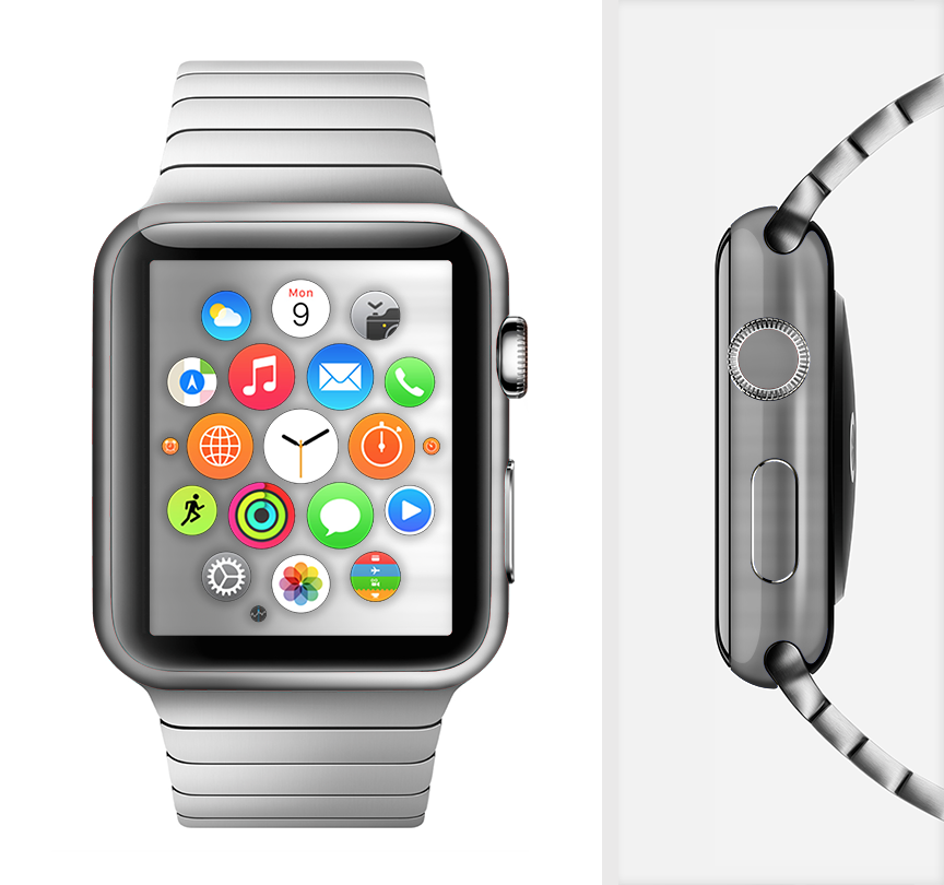 Brushed Metal Surface Full-Body Skin Kit for Apple Watch, showcasing its sleek design and premium vinyl material.