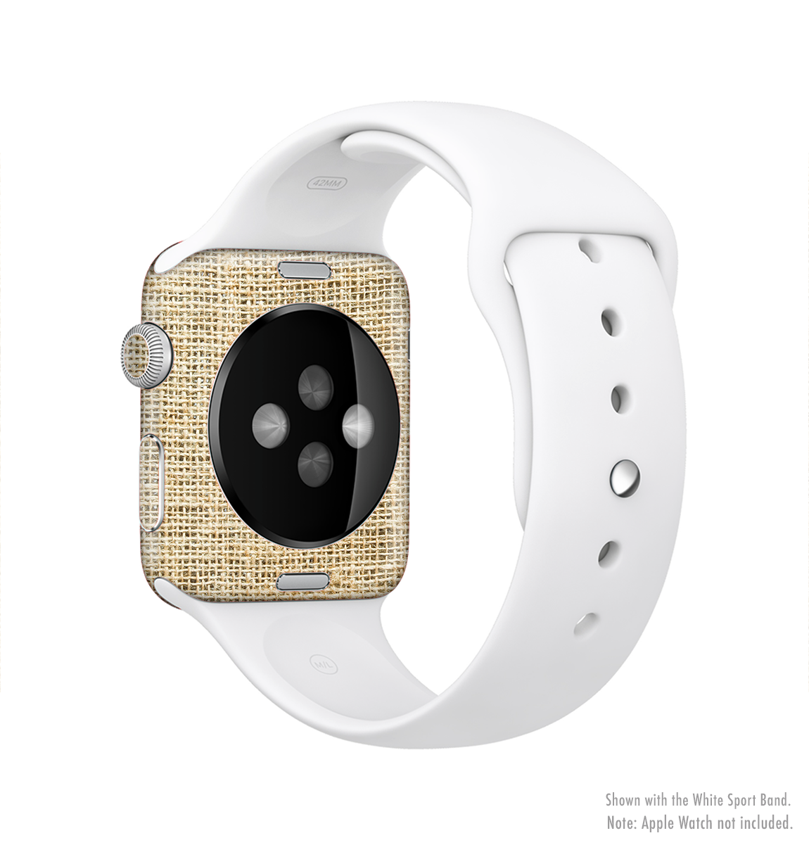 Burlap texture full-body skin kit for Apple Watch, showcasing its stylish design and premium vinyl material.