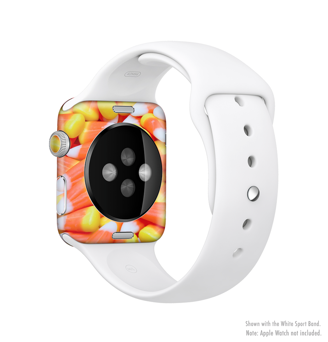 Candy Corn Full-Body Skin Kit for Apple Watch, featuring a vibrant candy corn design that adds style and protection.