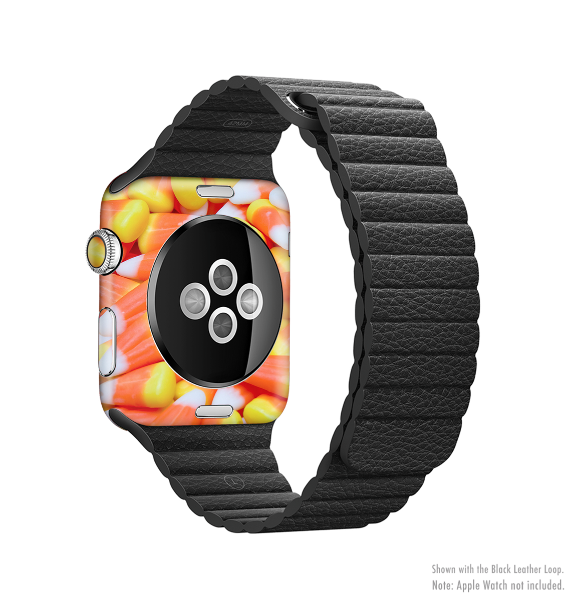 Candy Corn Full-Body Skin Kit for Apple Watch, featuring a vibrant candy corn design that adds style and protection.