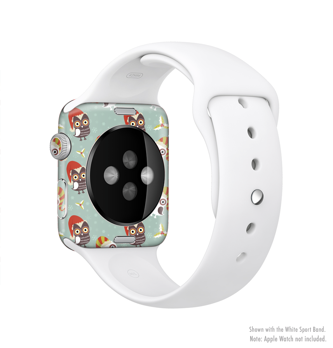 Cartoon Snowy Colored Owls Full-Body Skin Kit for Apple Watch, showcasing vibrant owl designs on premium vinyl.