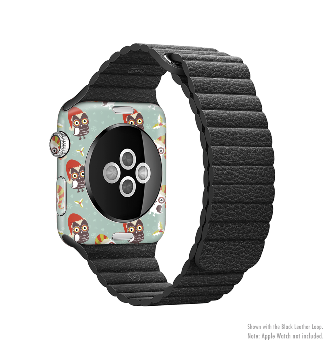 Cartoon Snowy Colored Owls Full-Body Skin Kit for Apple Watch, showcasing vibrant owl designs on premium vinyl.