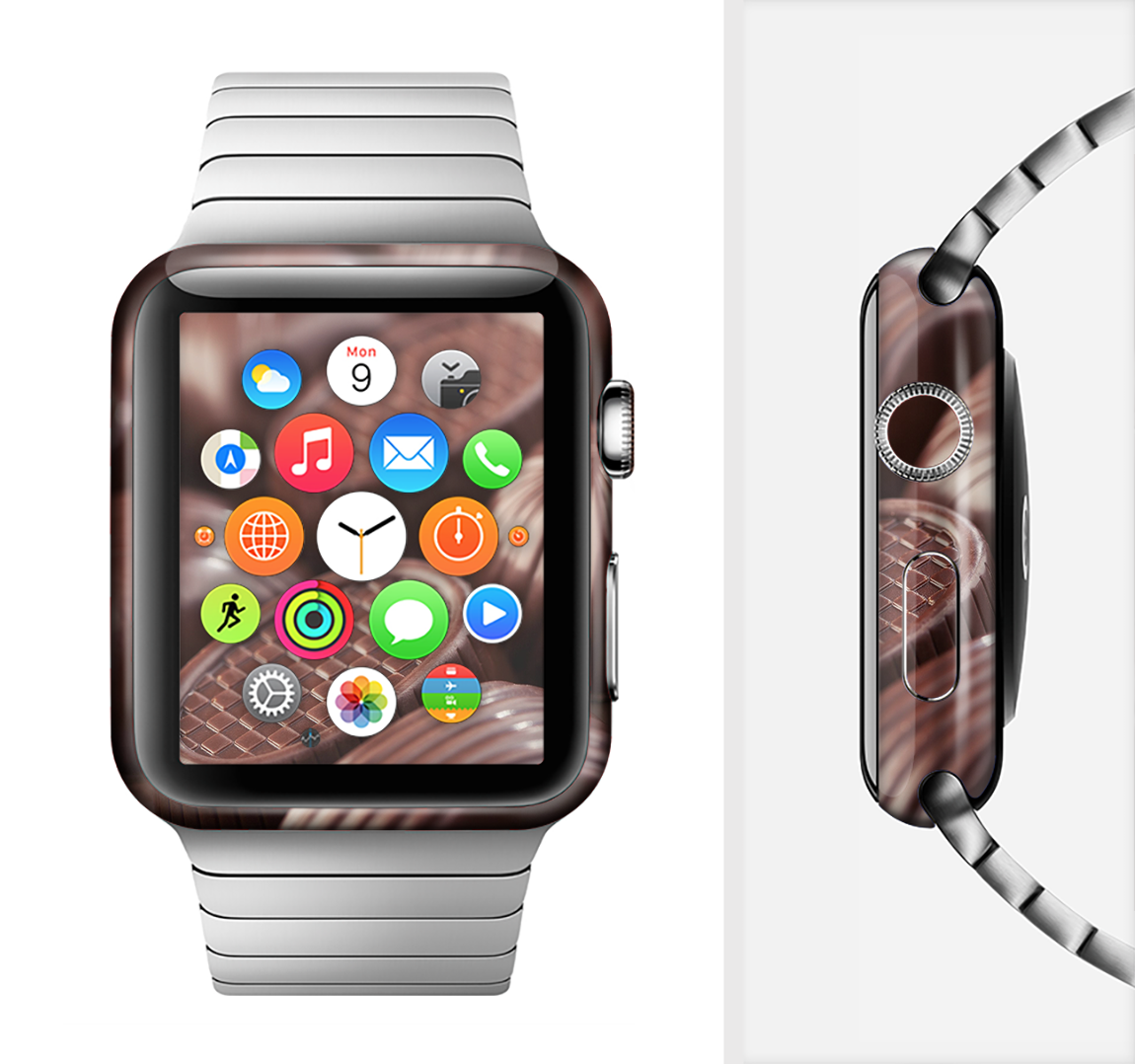 Chocolate Delish Full-Body Skin Kit for Apple Watch, showcasing its stylish design and premium vinyl material.