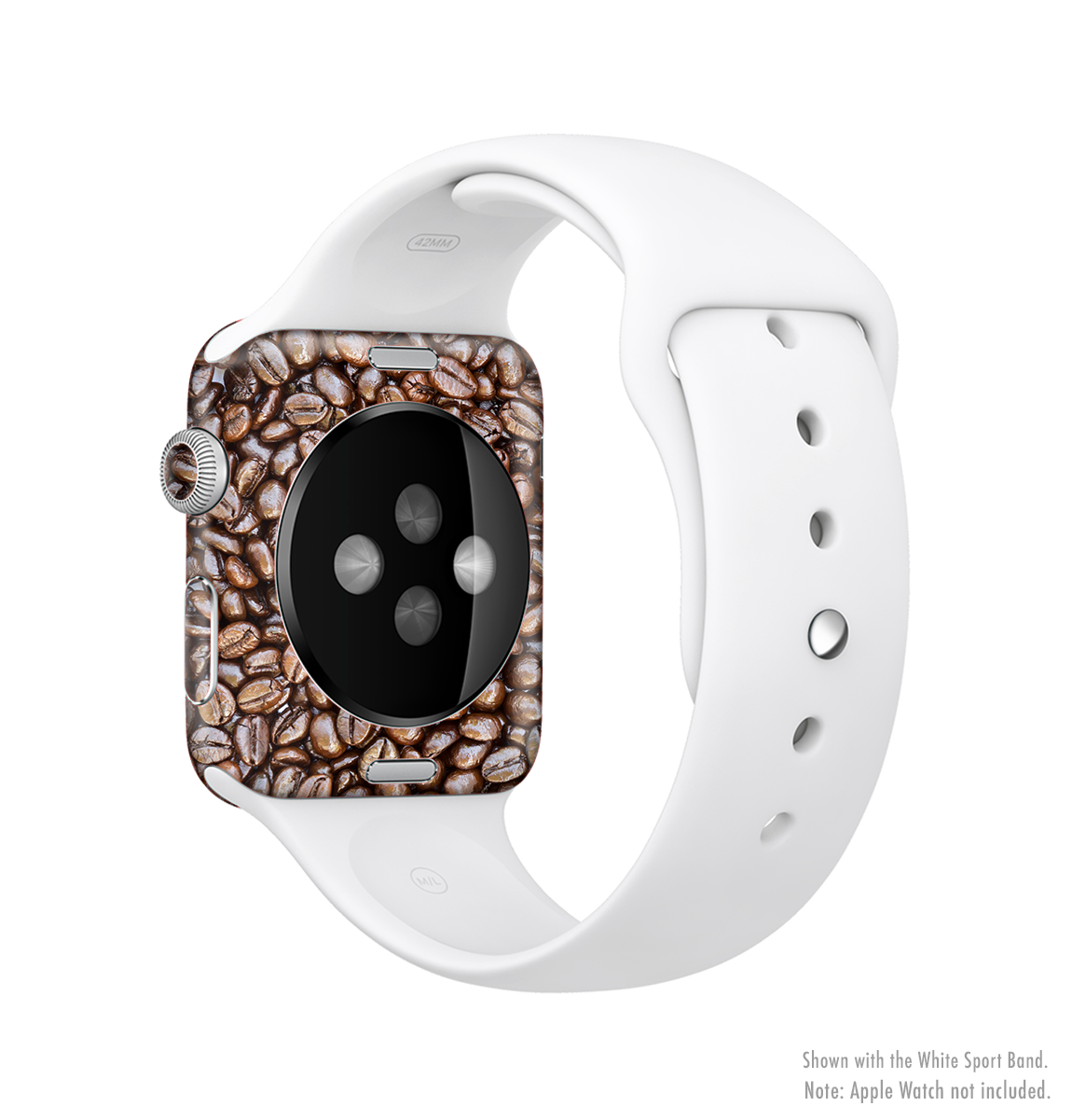 The Coffee Beans Full-Body Skin Kit for Apple Watch showcasing a stylish design with premium vinyl material.