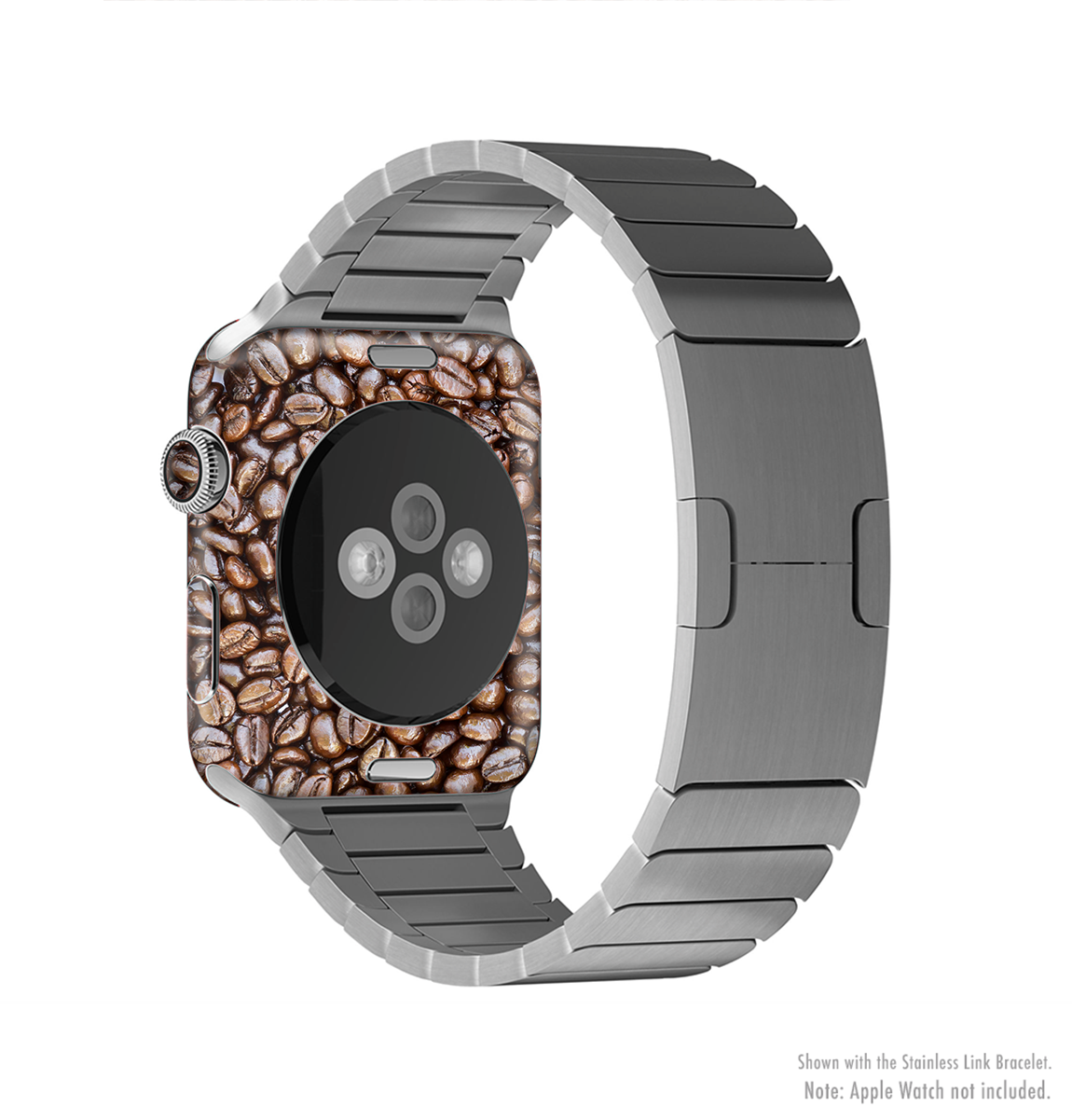 The Coffee Beans Full-Body Skin Kit for Apple Watch showcasing a stylish design with premium vinyl material.