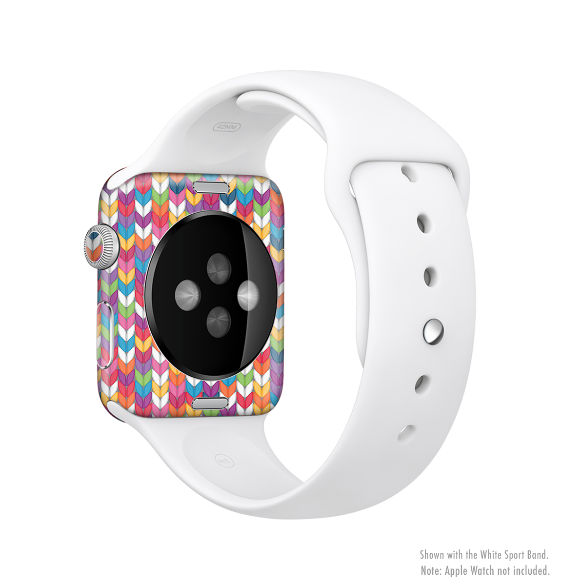 The Color Knitted Full-Body Skin Kit for Apple Watch showcasing vibrant colors and a sleek design, perfectly fitted to the watch.