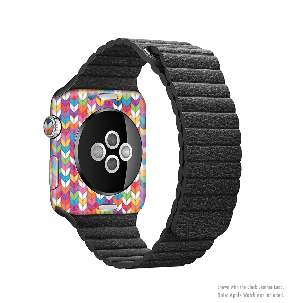 The Color Knitted Full-Body Skin Kit for Apple Watch showcasing vibrant colors and a sleek design, perfectly fitted to the watch.