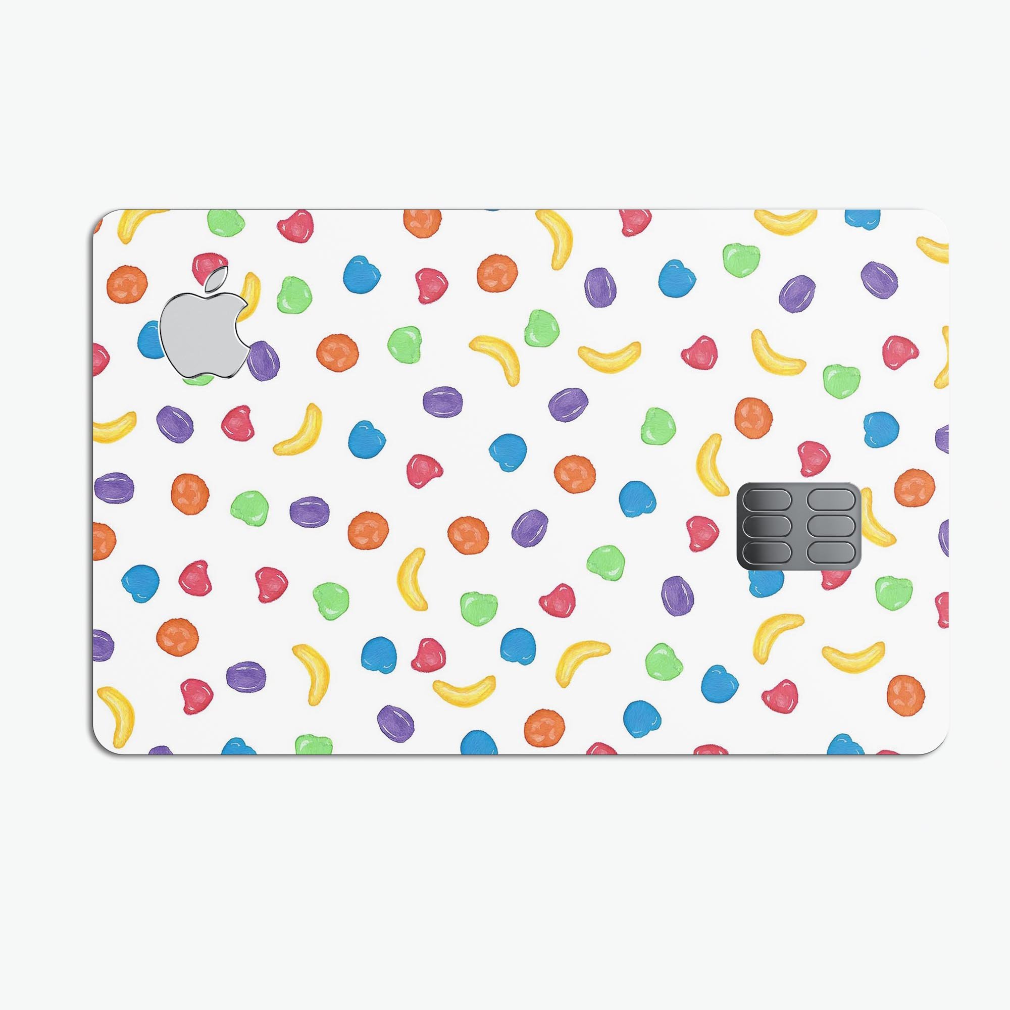 Colorful Candle Spill decal skin-kit for Apple Card, showcasing vibrant design and premium vinyl material.