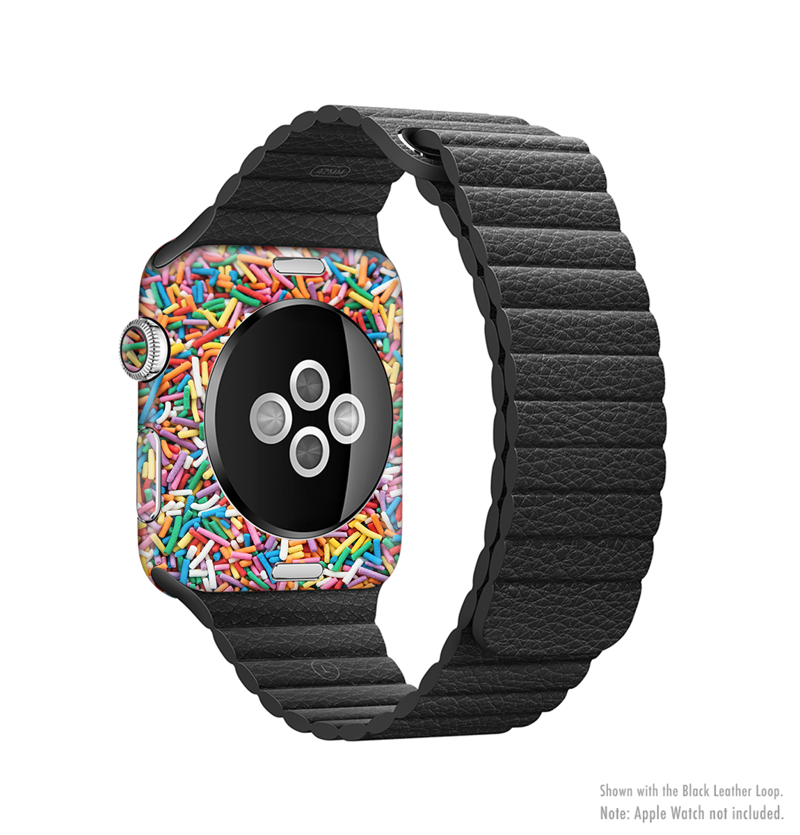 Colorful Candy Sprinkles Full-Body Skin Kit for Apple Watch, showcasing vibrant colors and a stylish design.