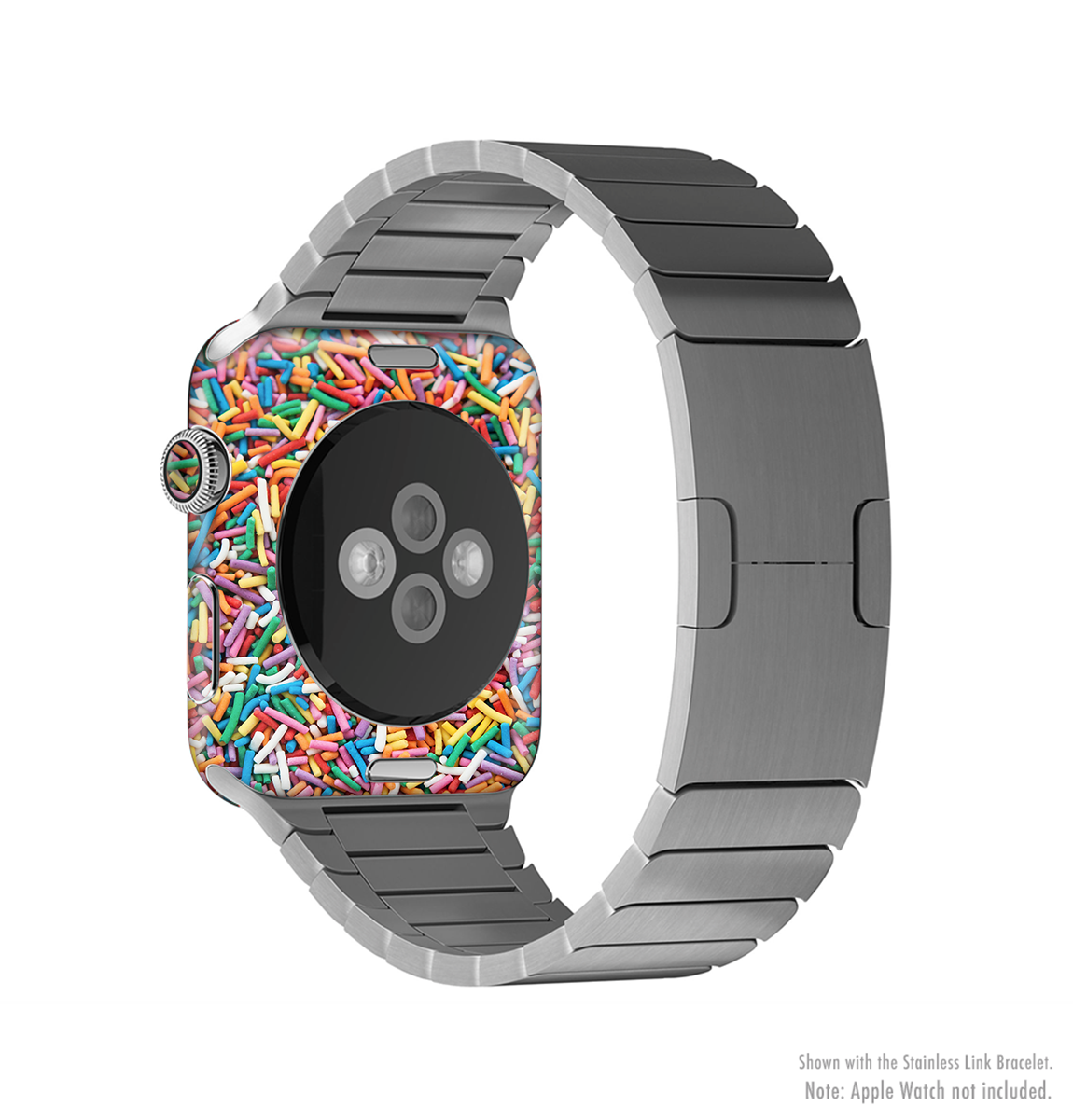 Colorful Candy Sprinkles Full-Body Skin Kit for Apple Watch, showcasing vibrant colors and a stylish design.