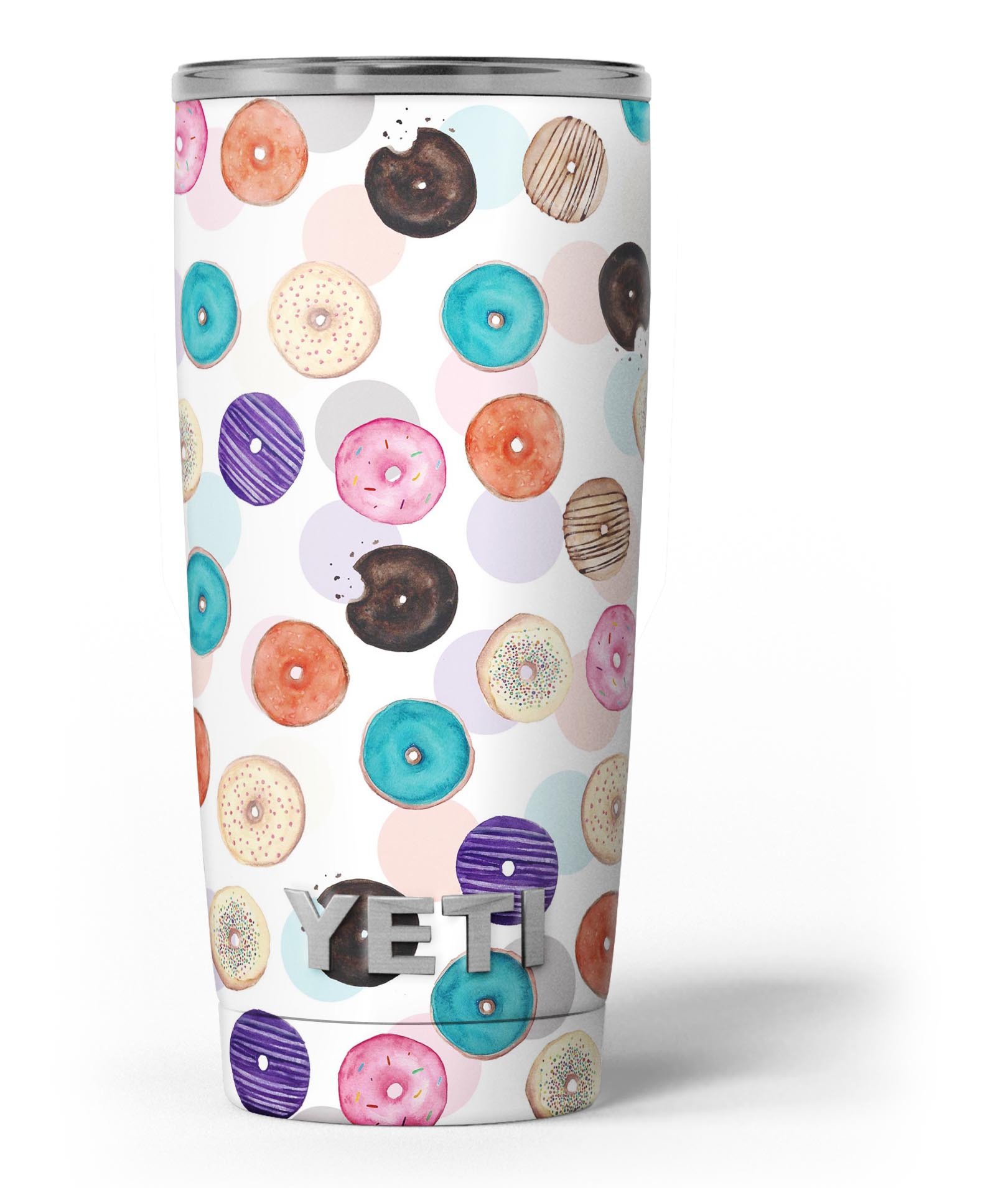 Colorful Donut Overlay skin decal vinyl wrap kit for Yeti Cooler, showcasing vibrant colors and unique design.