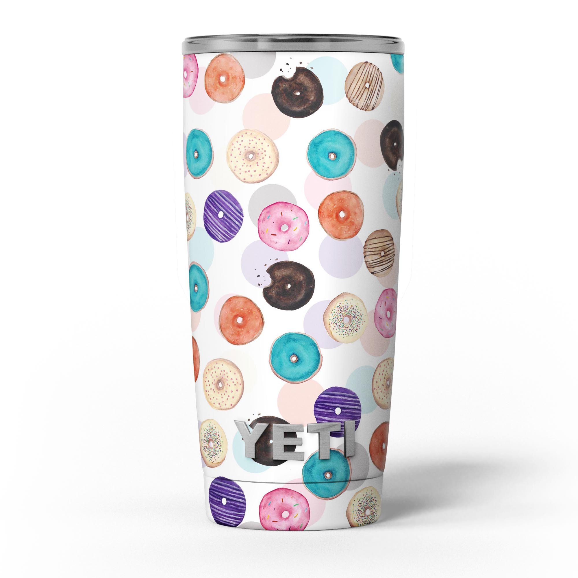 Colorful Donut Overlay skin decal vinyl wrap kit for Yeti Cooler, showcasing vibrant colors and unique design.