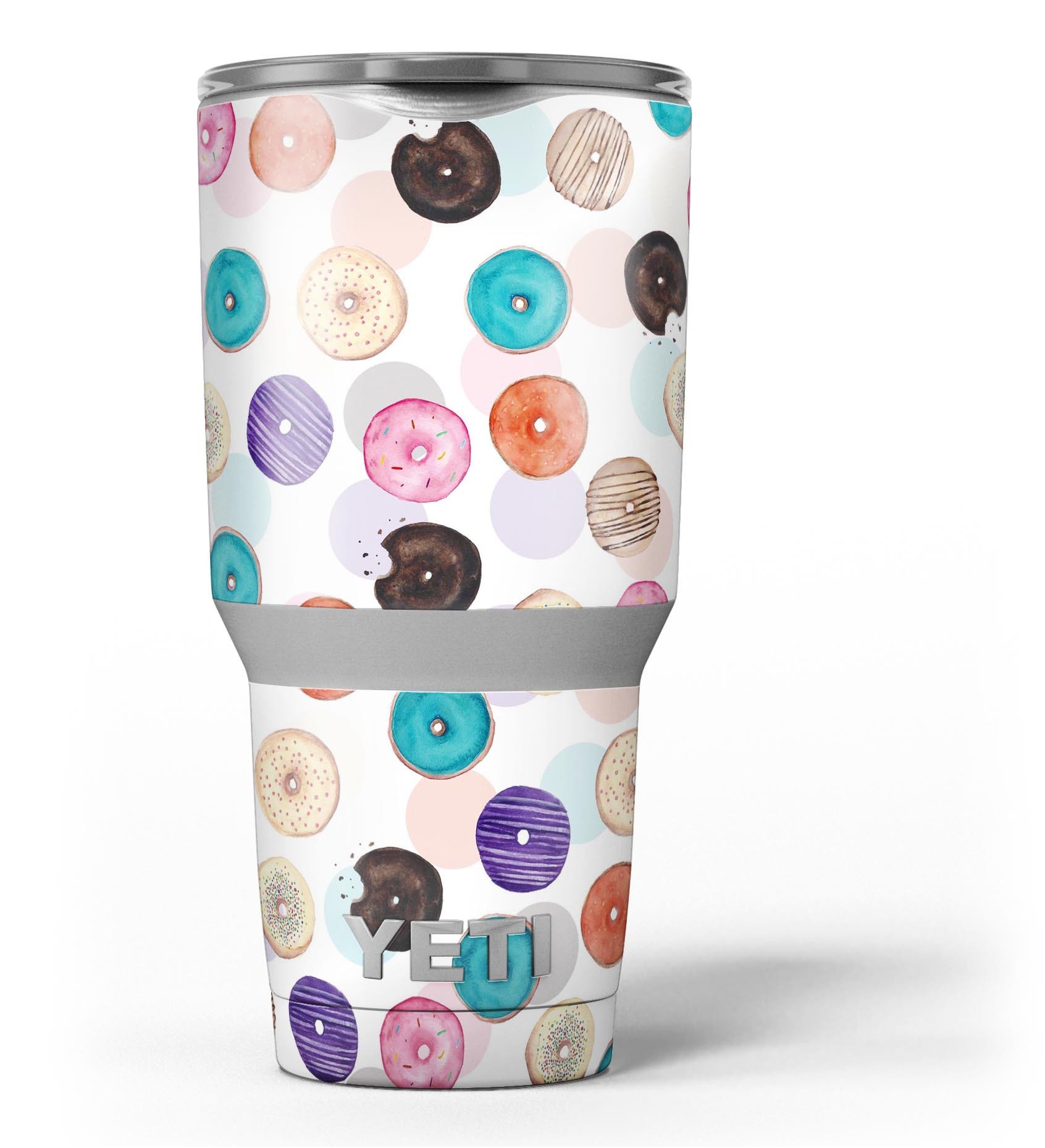 Colorful Donut Overlay skin decal vinyl wrap kit for Yeti Cooler, showcasing vibrant colors and unique design.