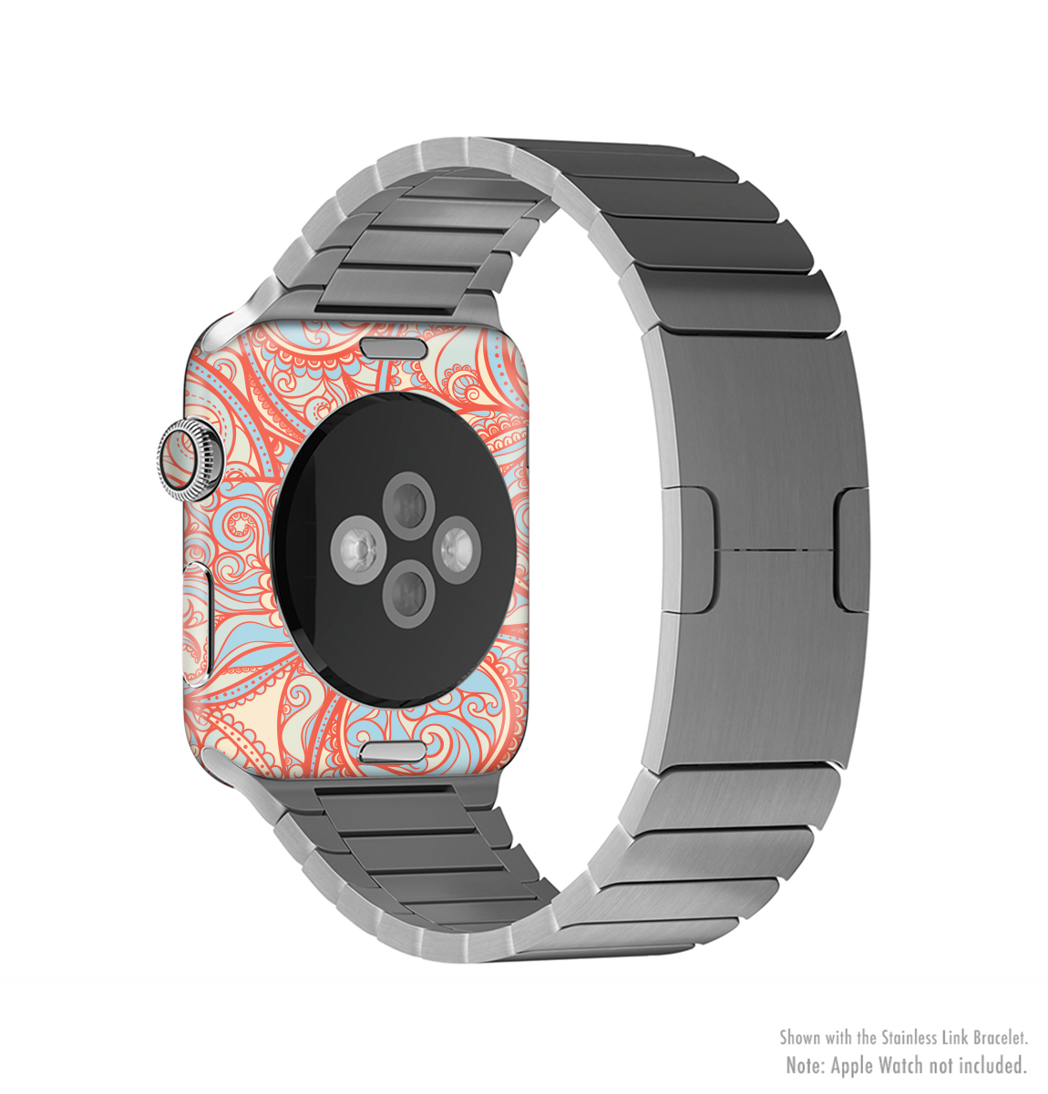 Coral Abstract Pattern V34 Full-Body Skin Kit for Apple Watch, showcasing vibrant colors and sleek design.