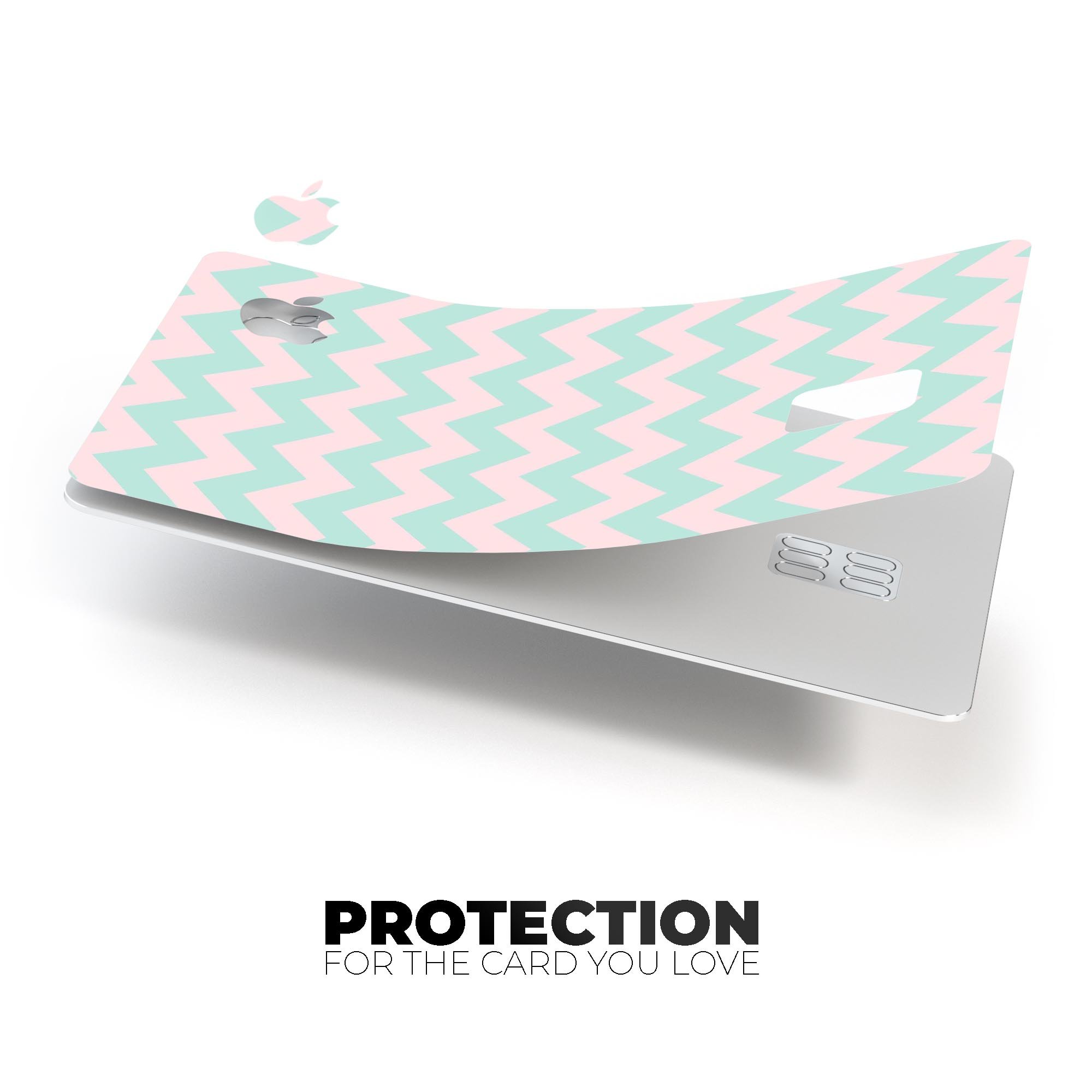 Coral and Mint Chevron Pattern skin for Apple Card, showcasing vibrant colors and stylish design.