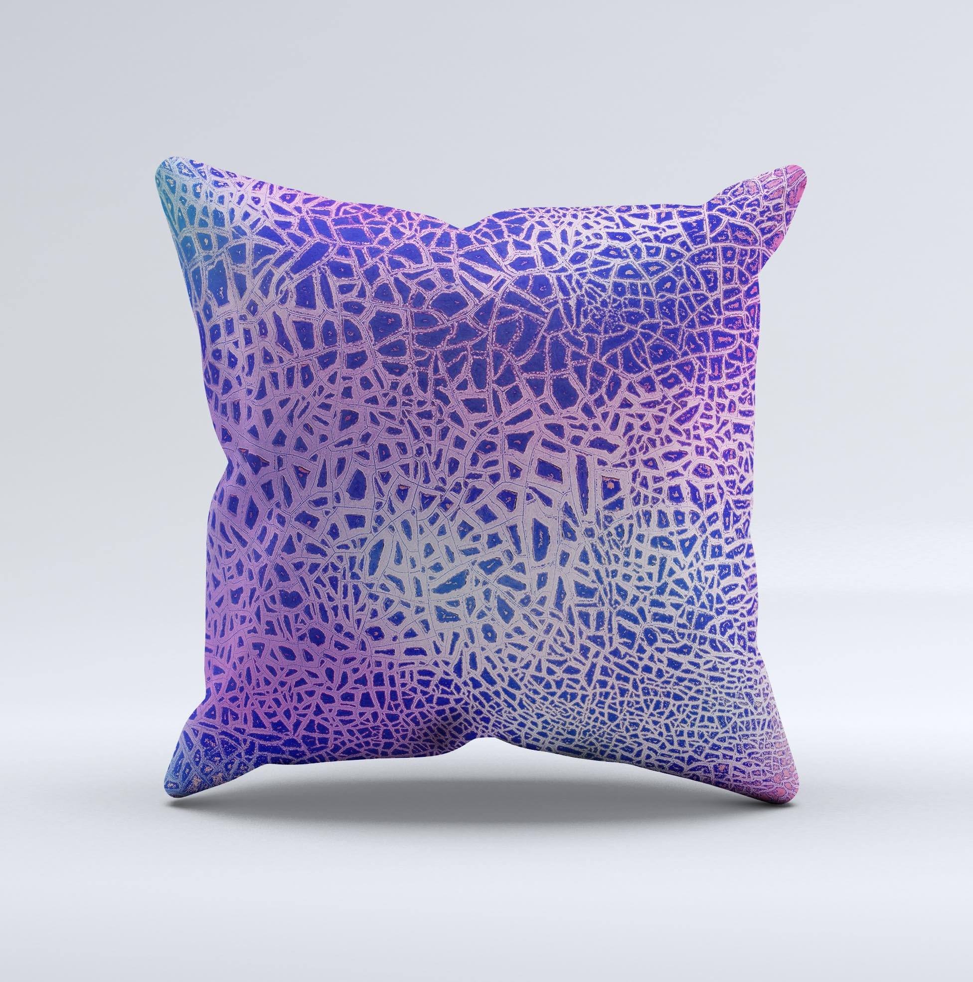 Handcrafted Cracked Purple Texture ink-Fuzed Decorative Throw Pillow with unique design and high-quality fabric.