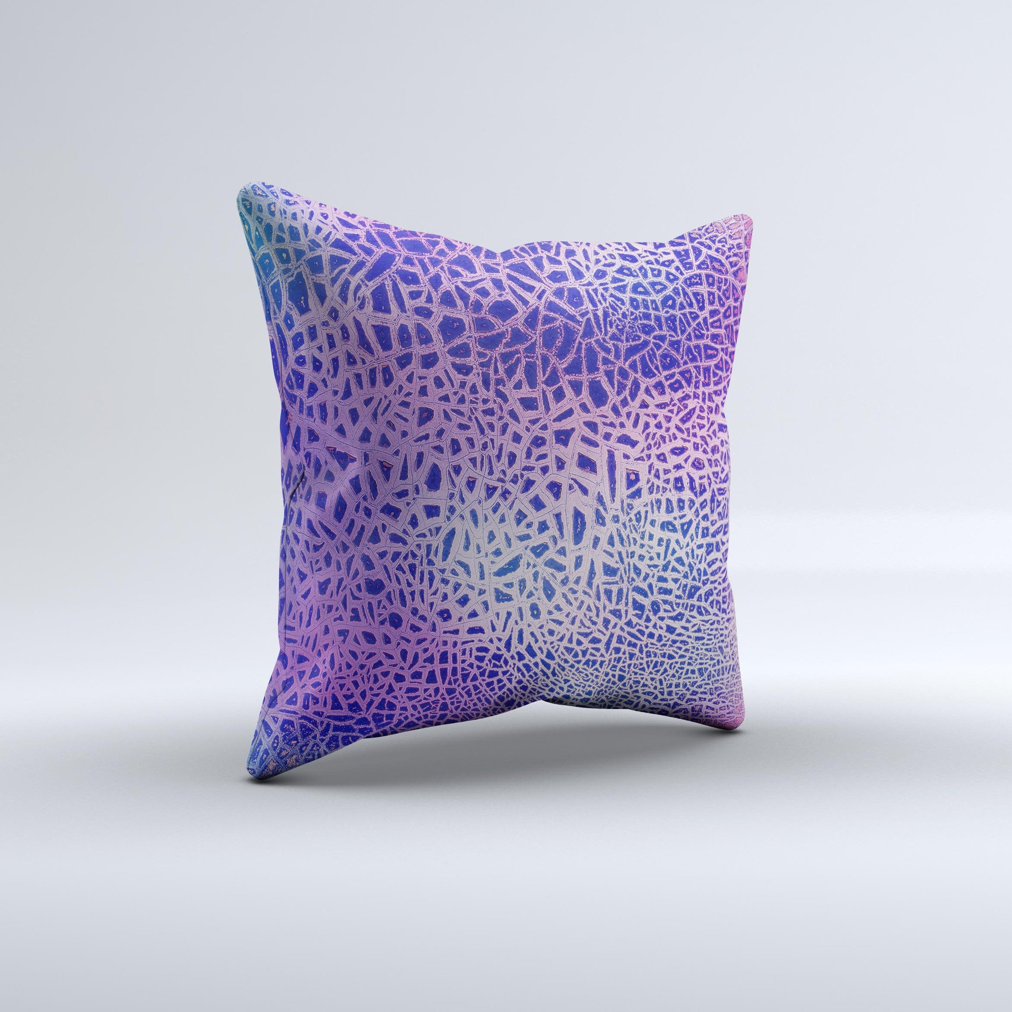 Handcrafted Cracked Purple Texture ink-Fuzed Decorative Throw Pillow with unique design and high-quality fabric.