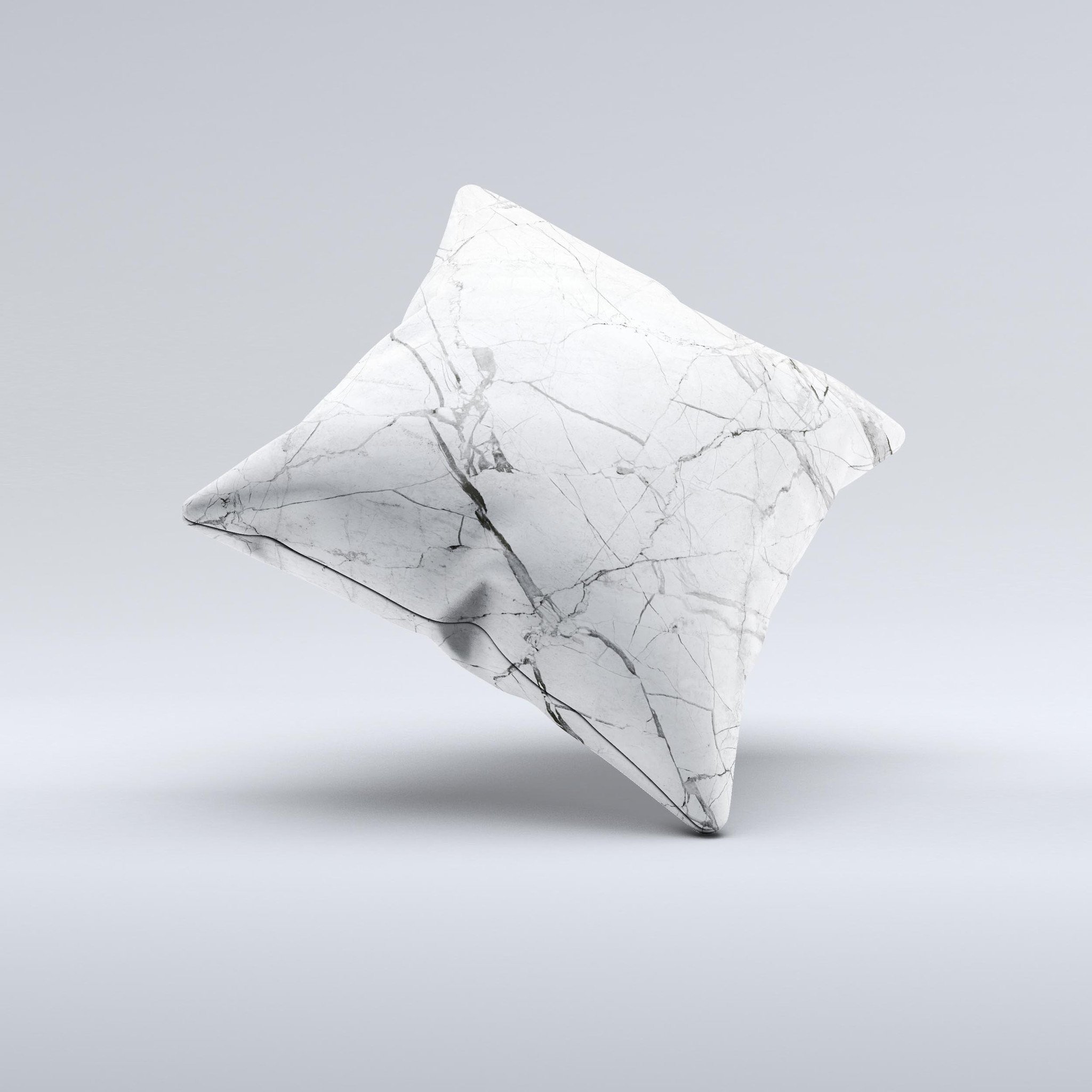 Cracked White Marble Slate ink-Fuzed Decorative Throw Pillow showcasing unique design and high-quality fabric.