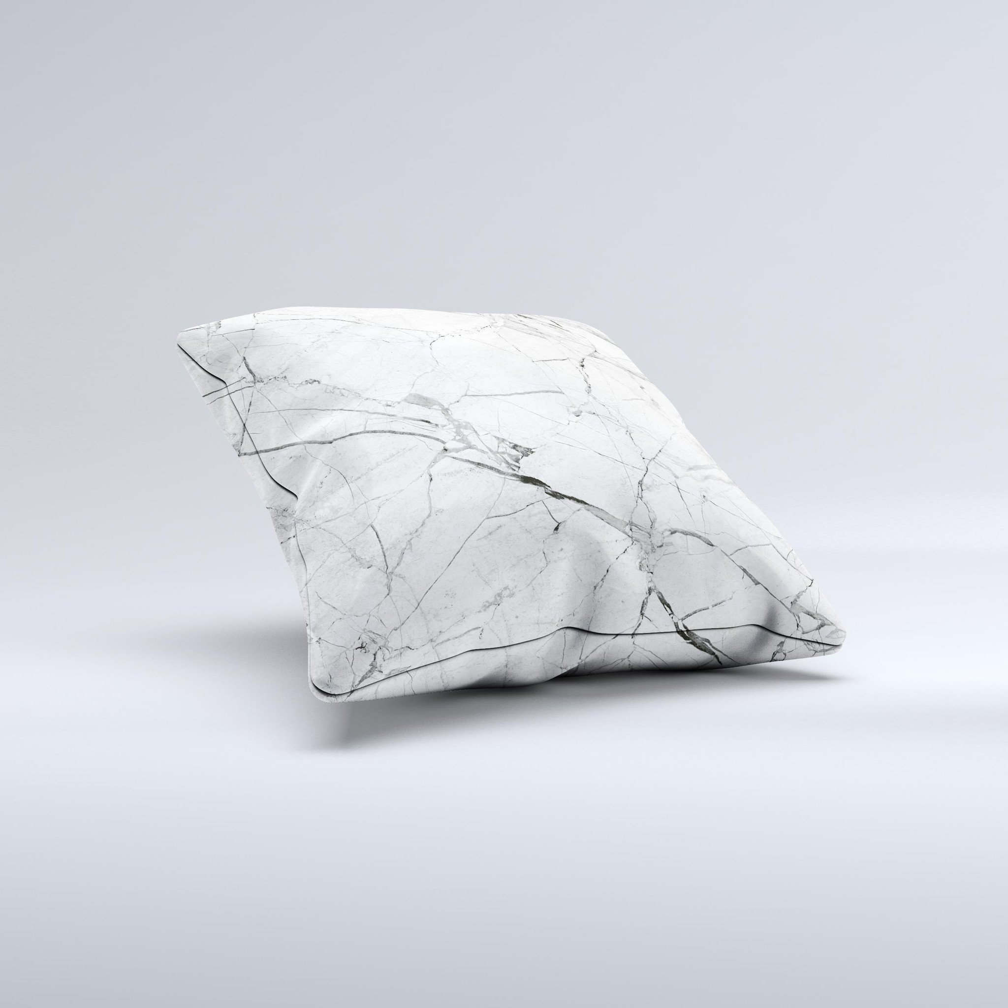 Cracked White Marble Slate ink-Fuzed Decorative Throw Pillow showcasing unique design and high-quality fabric.