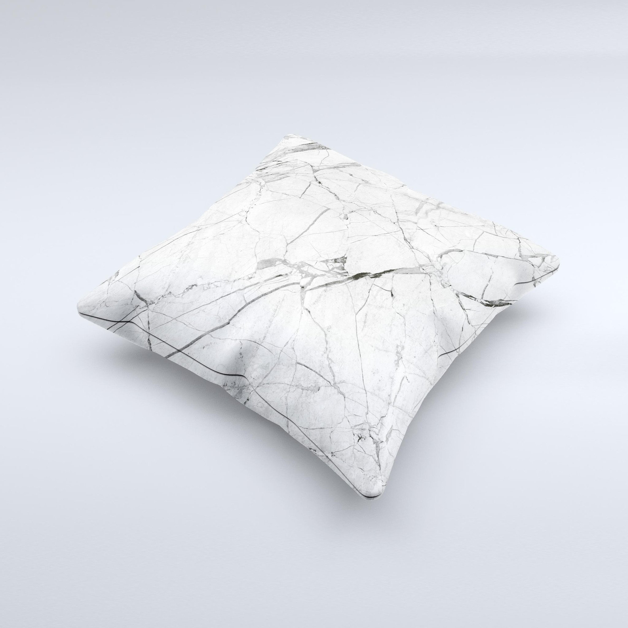 Cracked White Marble Slate ink-Fuzed Decorative Throw Pillow showcasing unique design and high-quality fabric.