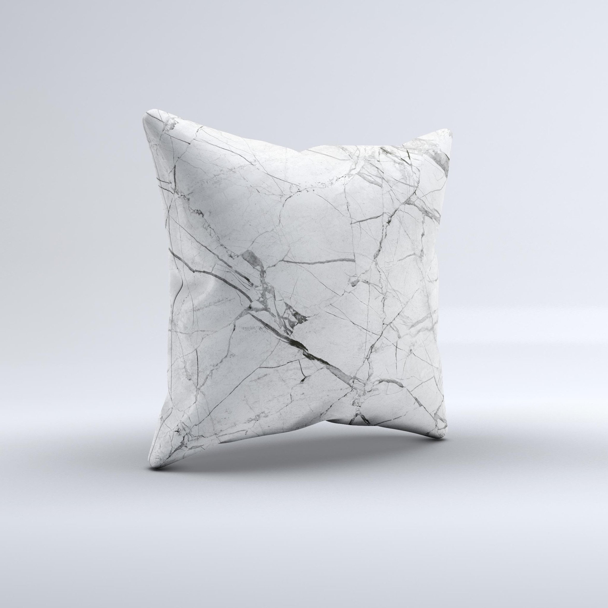 Cracked White Marble Slate ink-Fuzed Decorative Throw Pillow showcasing unique design and high-quality fabric.