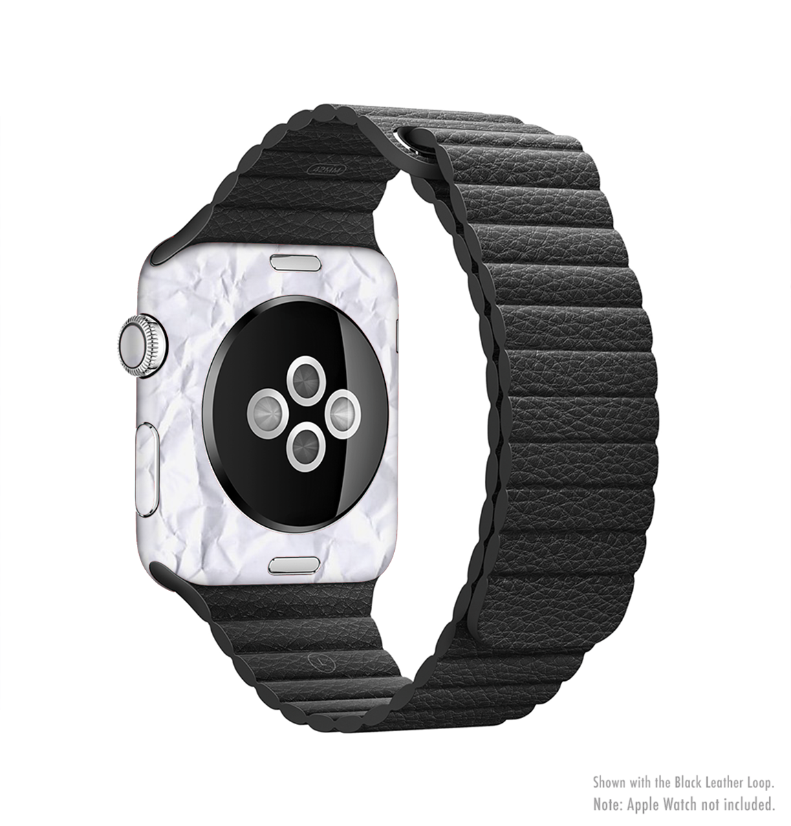 Crumpled White Paper Full-Body Skin Kit for Apple Watch, showcasing its stylish design and premium vinyl material.