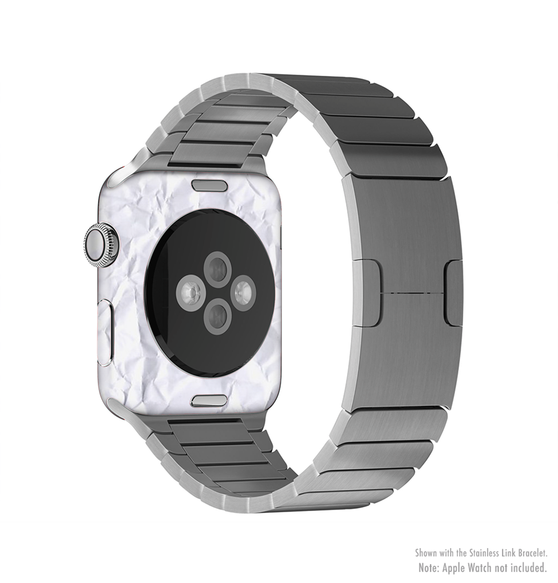 Crumpled White Paper Full-Body Skin Kit for Apple Watch, showcasing its stylish design and premium vinyl material.