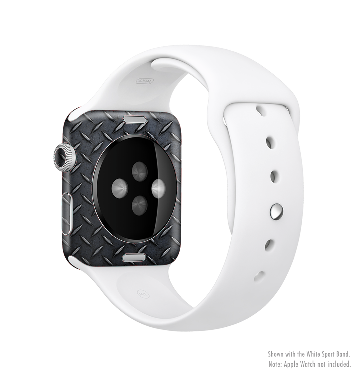 The Dark Diamond Plate Full-Body Skin Kit for Apple Watch, showcasing a sleek design and premium vinyl material.