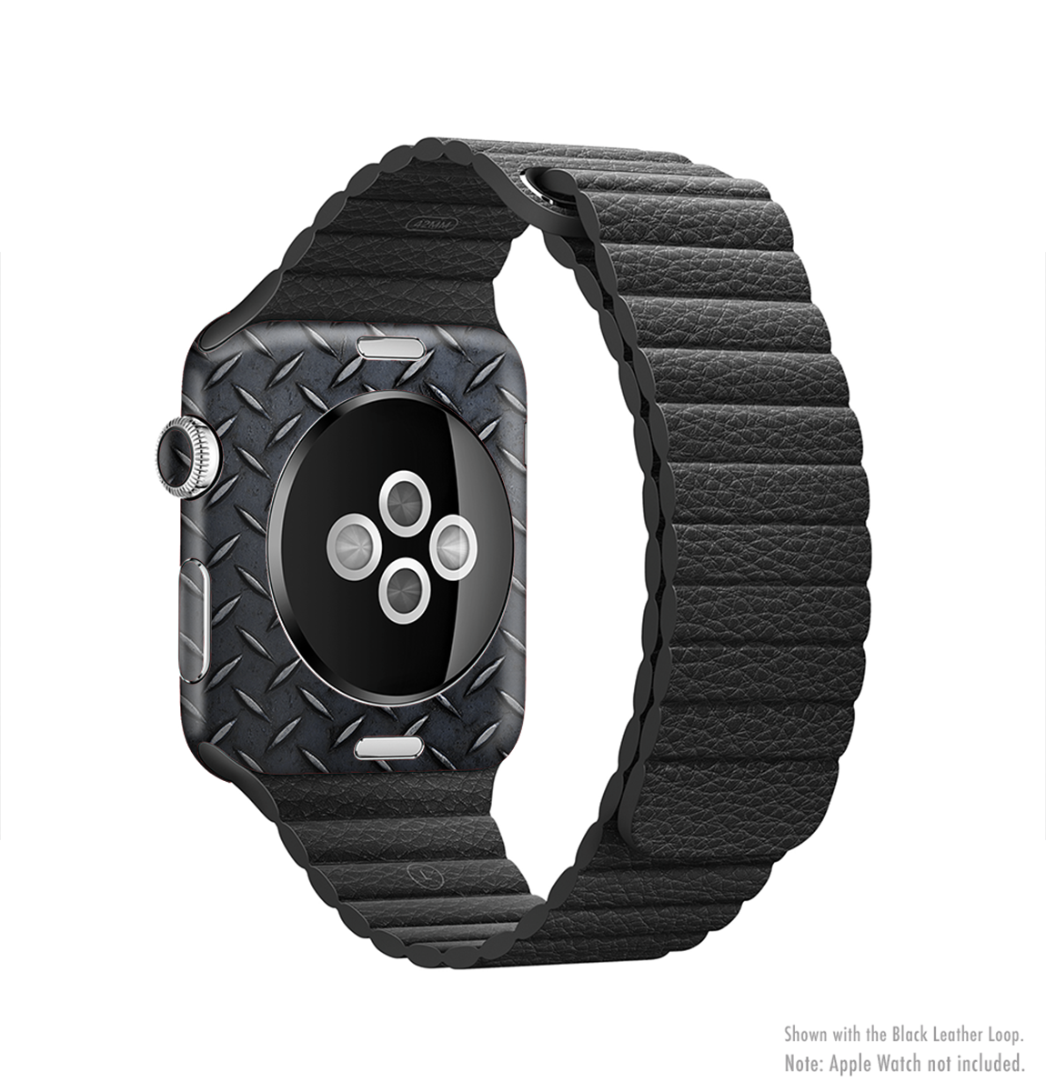 The Dark Diamond Plate Full-Body Skin Kit for Apple Watch, showcasing a sleek design and premium vinyl material.