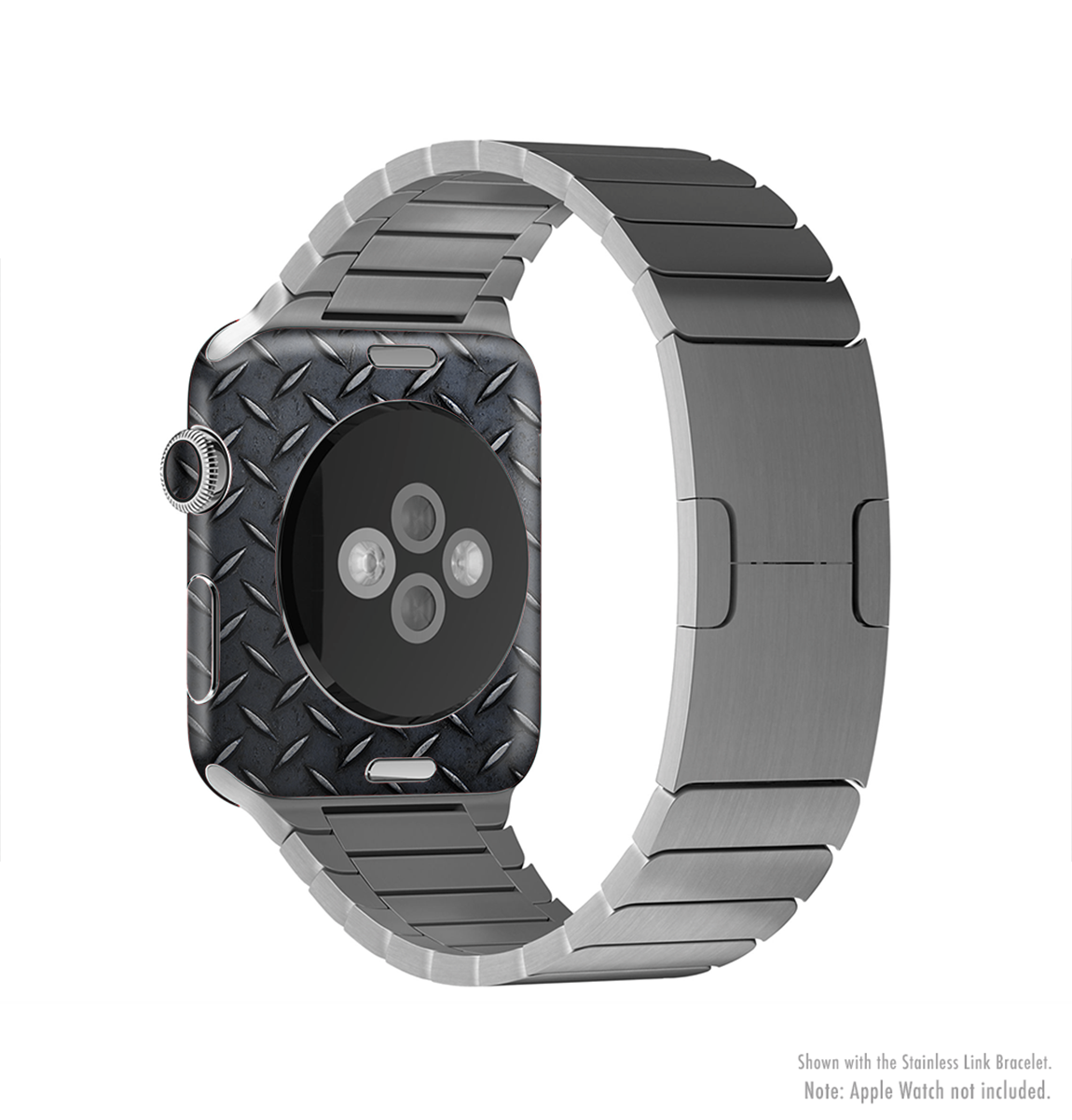 The Dark Diamond Plate Full-Body Skin Kit for Apple Watch, showcasing a sleek design and premium vinyl material.